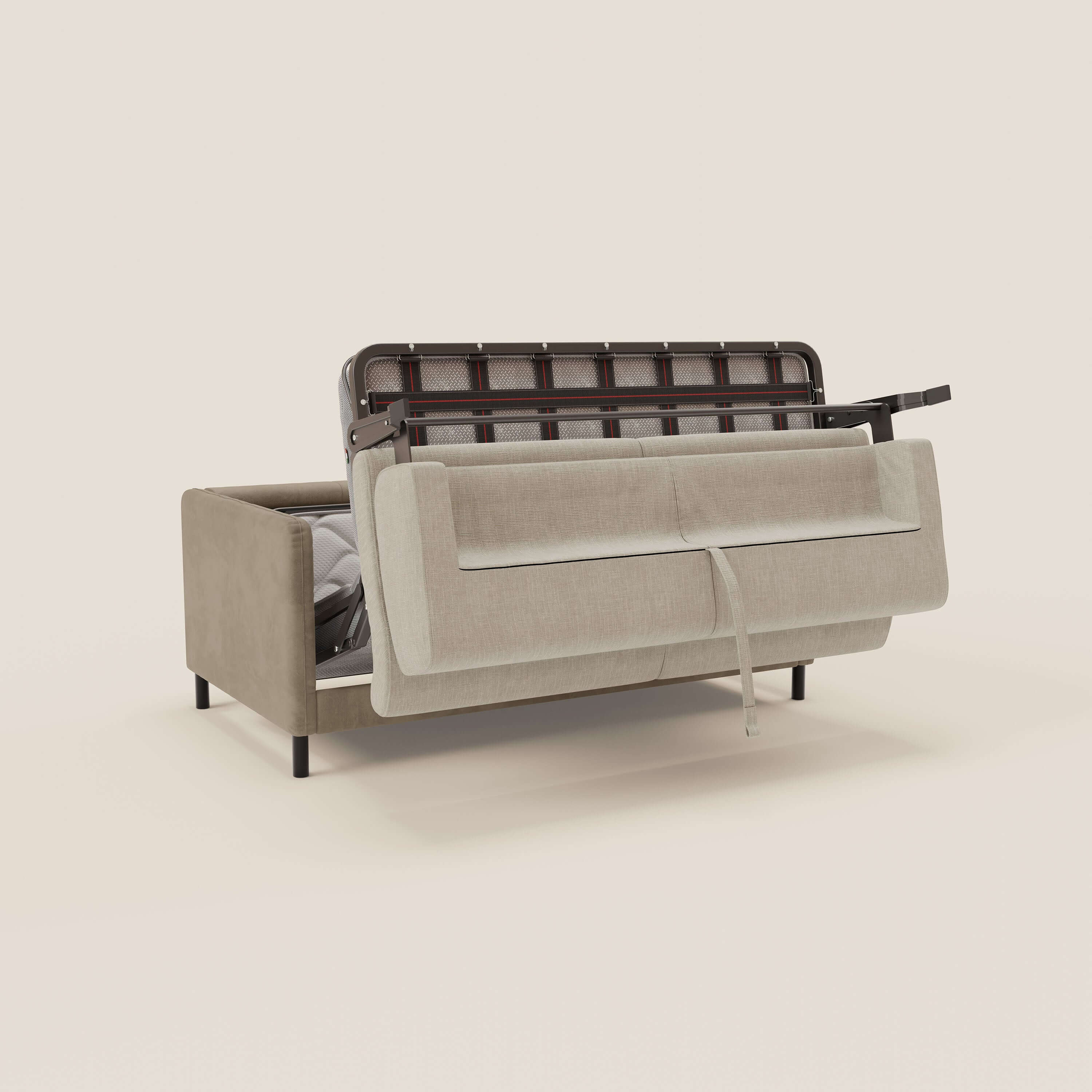 Narciso canapé convertible design avec matelas H18 cm, bicolor, structure en microfibre antitache et revêtement en élégant tissu imperméable T06 taupe - crème - Image 10