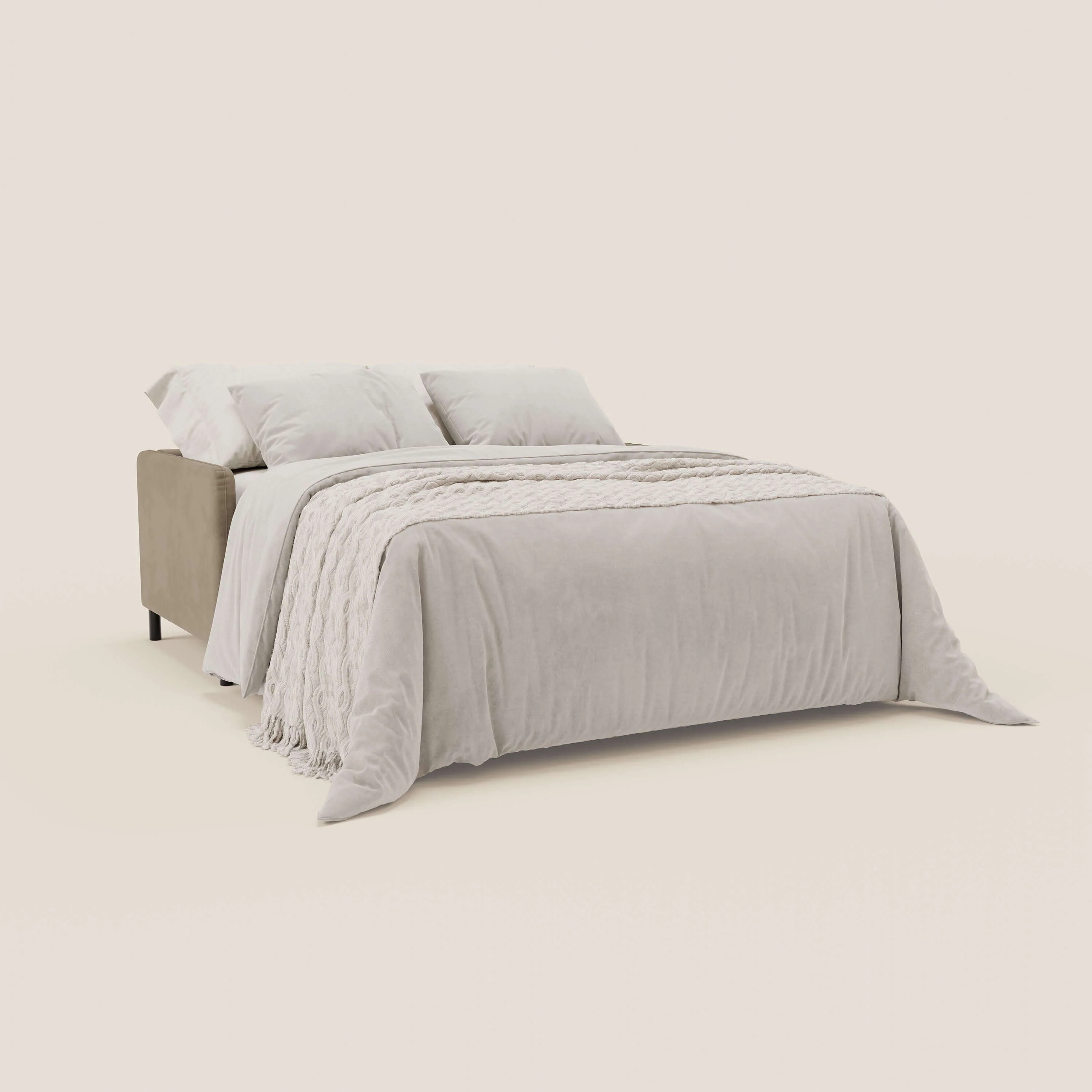 Narciso canapé convertible design avec matelas H18 cm, bicolor, structure en microfibre antitache et revêtement en élégant tissu imperméable T06 taupe - crème - Image 2