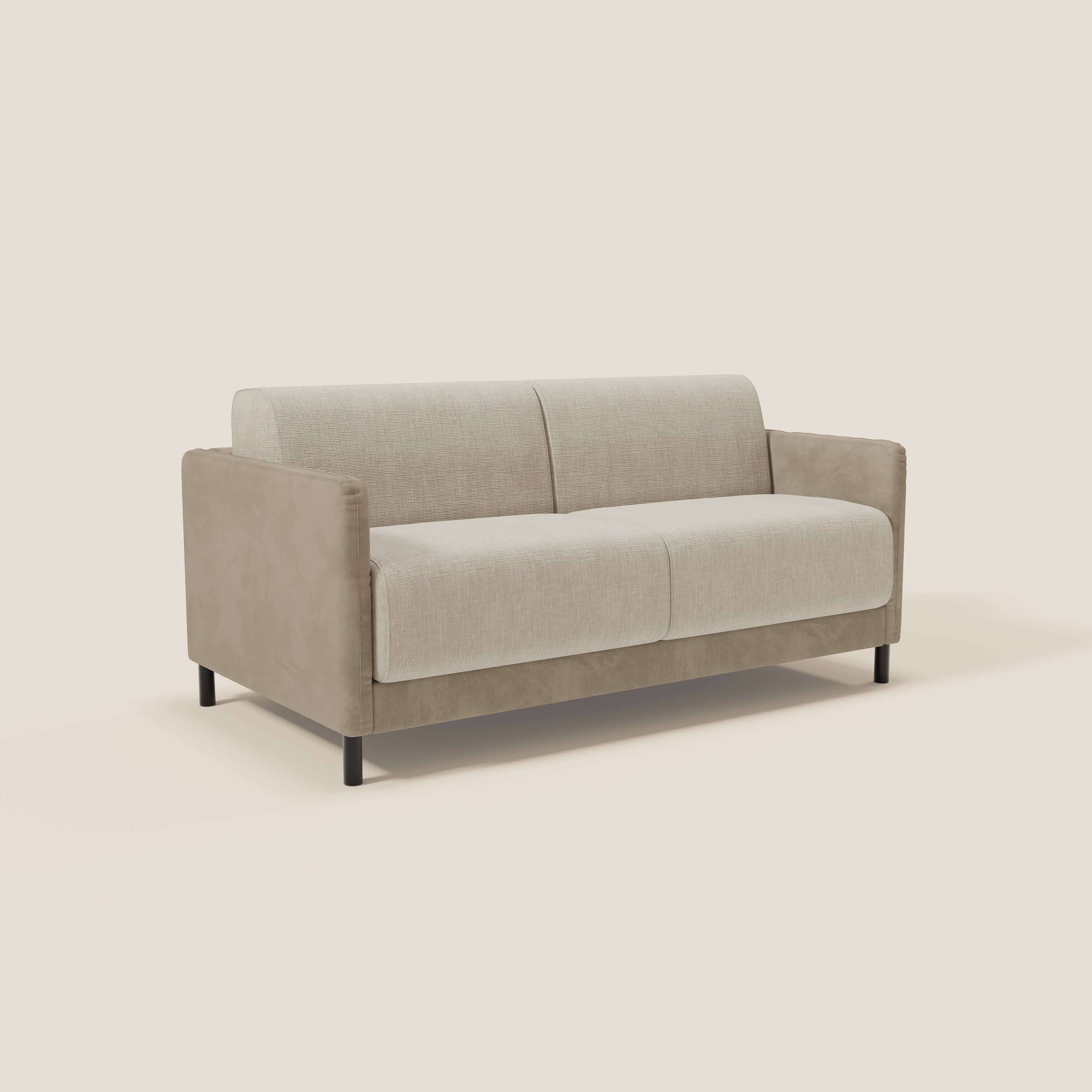 Narciso canapé convertible design avec matelas H18 cm, bicolor, structure en microfibre antitache et revêtement en élégant tissu imperméable T06 taupe - crème - Image 3