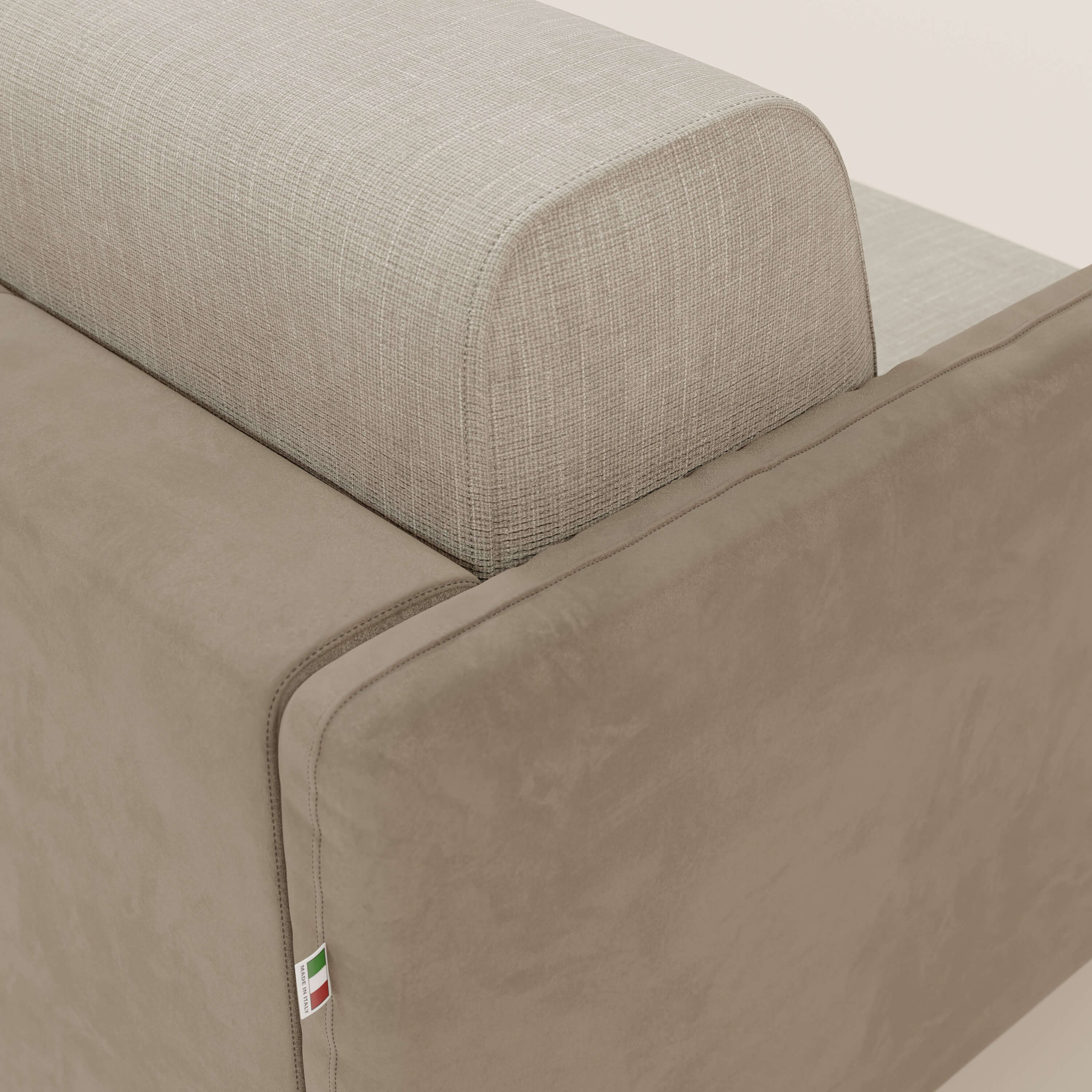 Narciso canapé convertible design avec matelas H18 cm, bicolor, structure en microfibre antitache et revêtement en élégant tissu imperméable T06 taupe - crème - Image 8