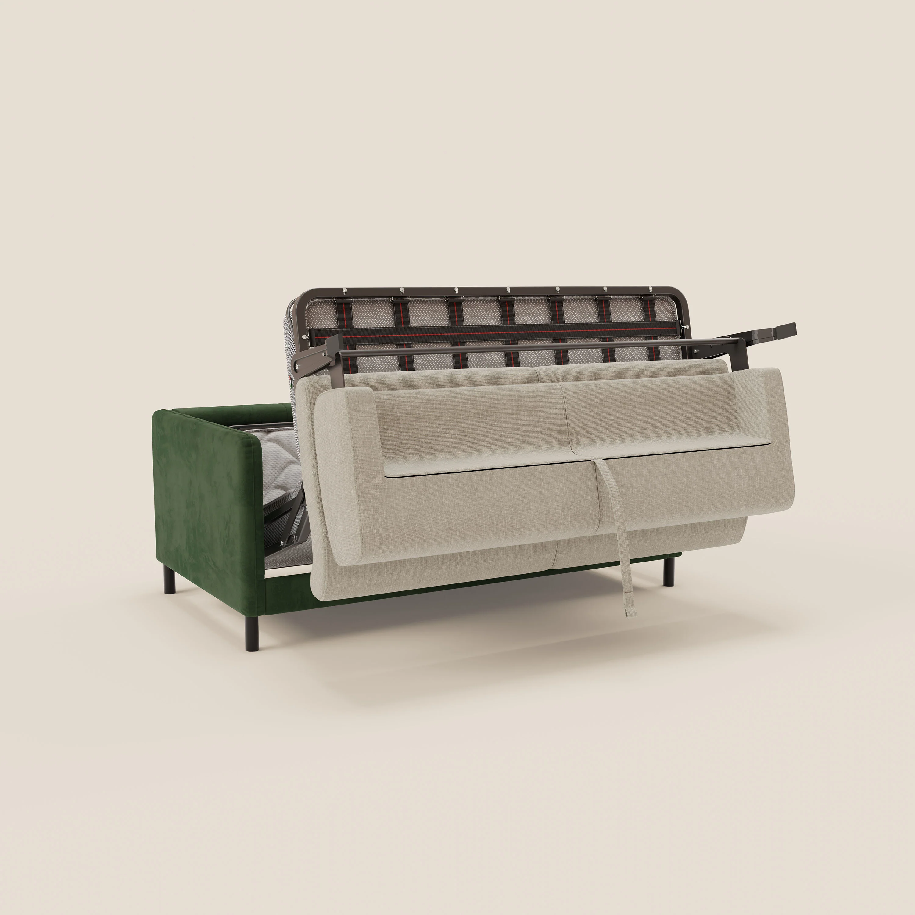 Narciso canapé convertible design avec matelas H18 cm, bicolor, structure en microfibre antitache et revêtement en élégant tissu imperméable T06 vert - crème - Image 10