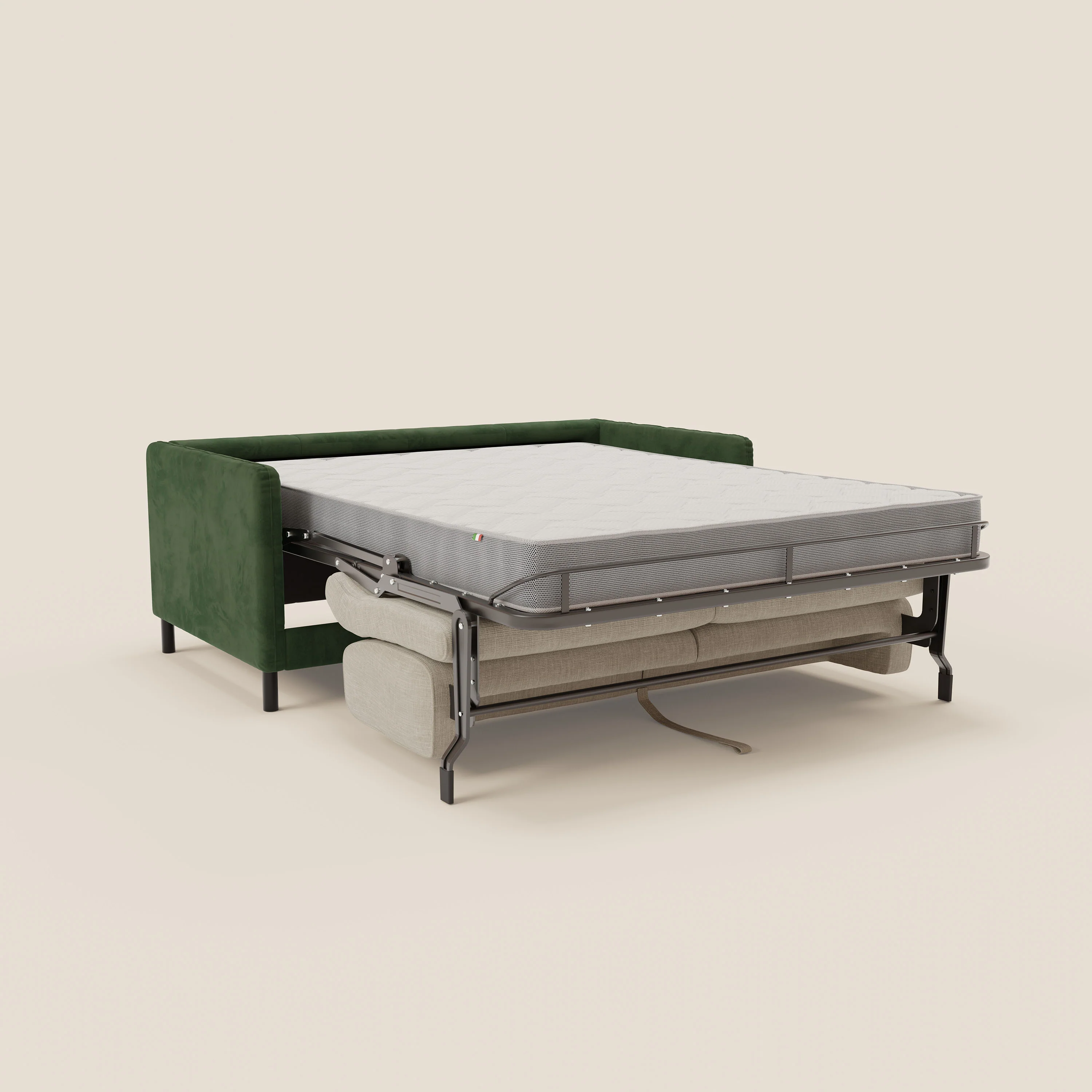 Narciso canapé convertible design avec matelas H18 cm, bicolor, structure en microfibre antitache et revêtement en élégant tissu imperméable T06 vert - crème - Image 11