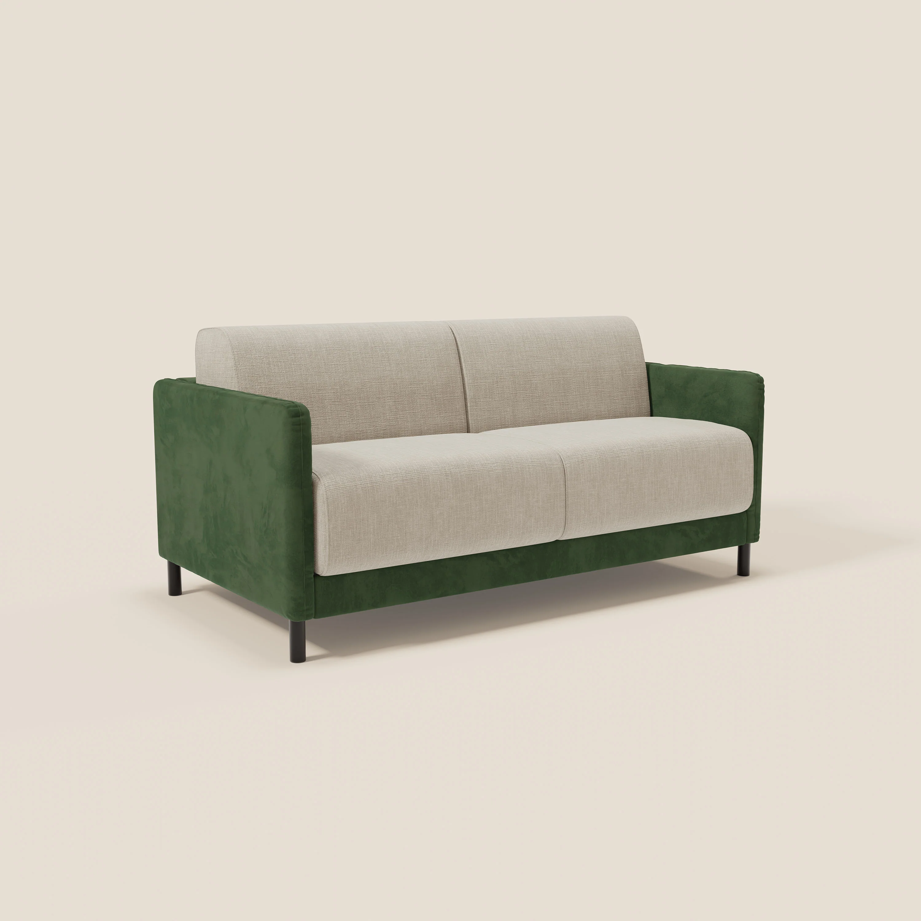 Narciso canapé convertible design avec matelas H18 cm, bicolor, structure en microfibre antitache et revêtement en élégant tissu imperméable T06 vert - crème - Image 3