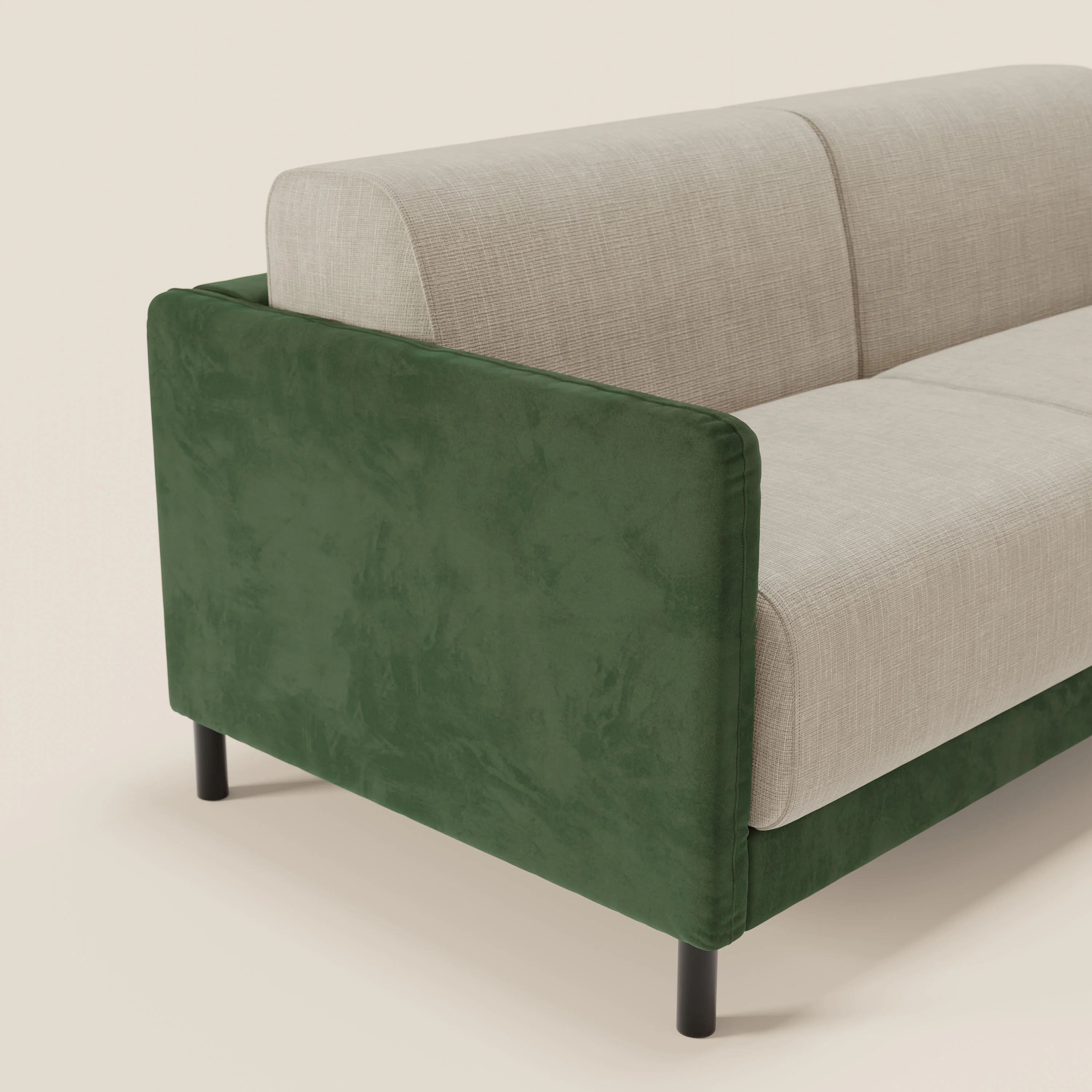 Narciso canapé convertible design avec matelas H18 cm, bicolor, structure en microfibre antitache et revêtement en élégant tissu imperméable T06 vert - crème - Image 4