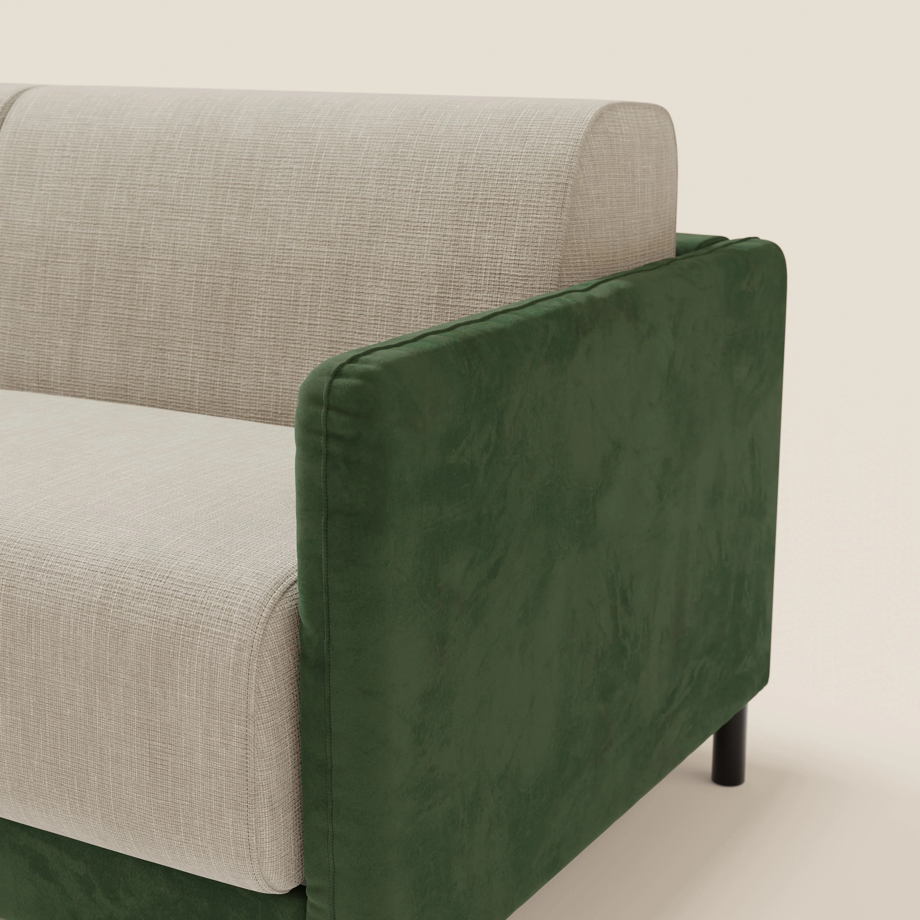 Narciso canapé convertible design avec matelas H18 cm, bicolor, structure en microfibre antitache et revêtement en élégant tissu imperméable T06 vert - crème - Image 5