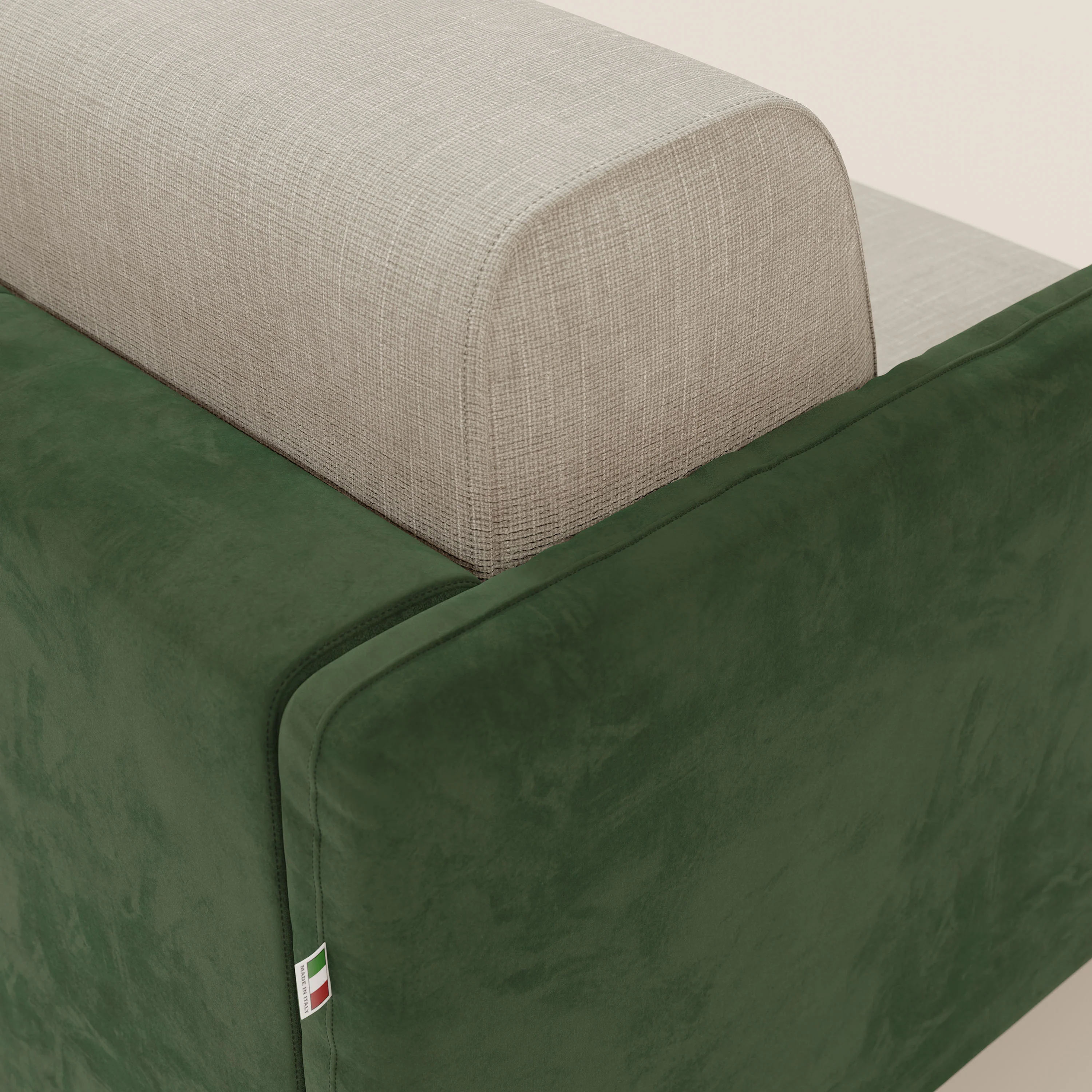 Narciso canapé convertible design avec matelas H18 cm, bicolor, structure en microfibre antitache et revêtement en élégant tissu imperméable T06 vert - crème - Image 8