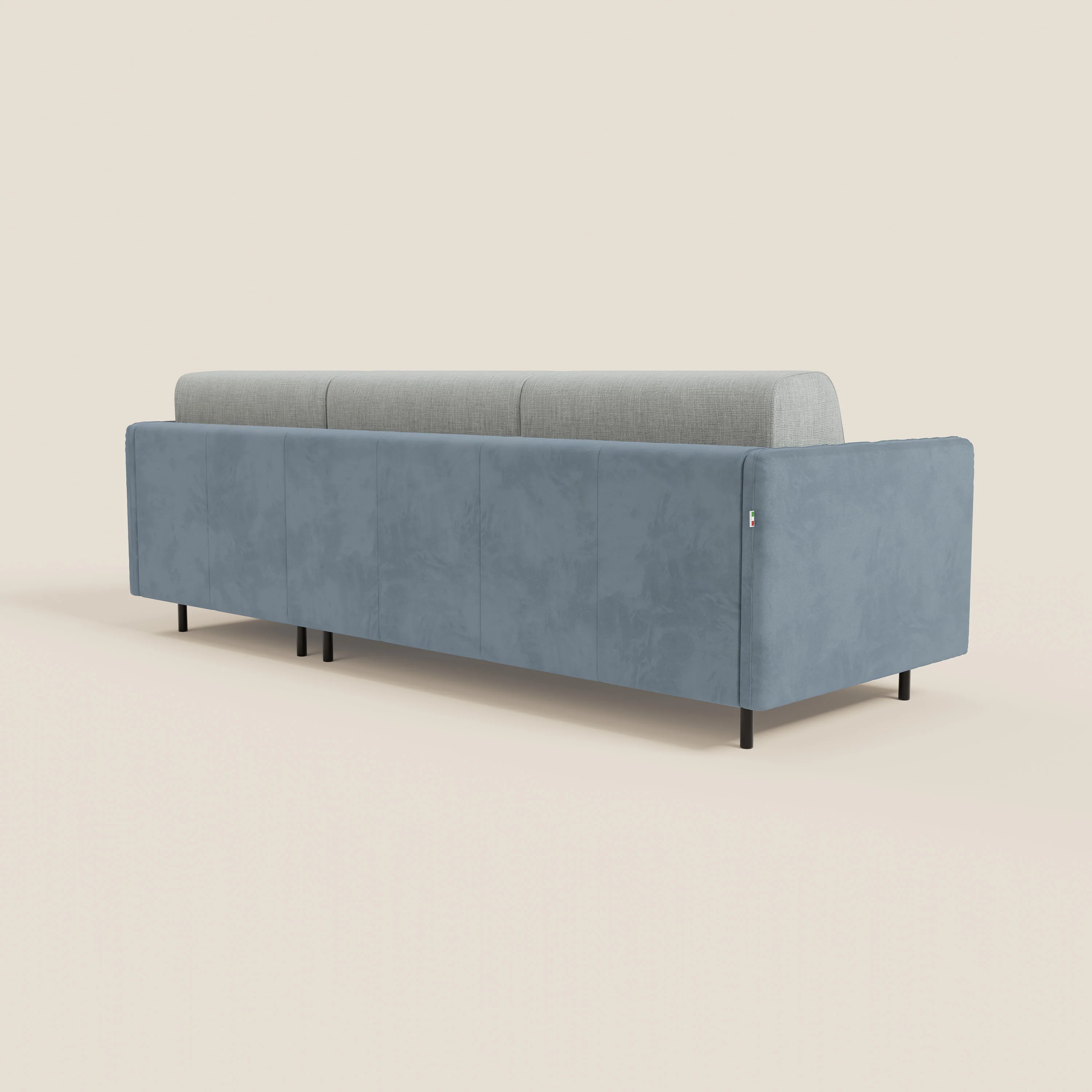 Narciso canapé d'angle convertible avec matelas H18 cm et chaise longue coffre en tissu bicouleur T11 et T06 bleu pastel - bleu glacier - Image 7