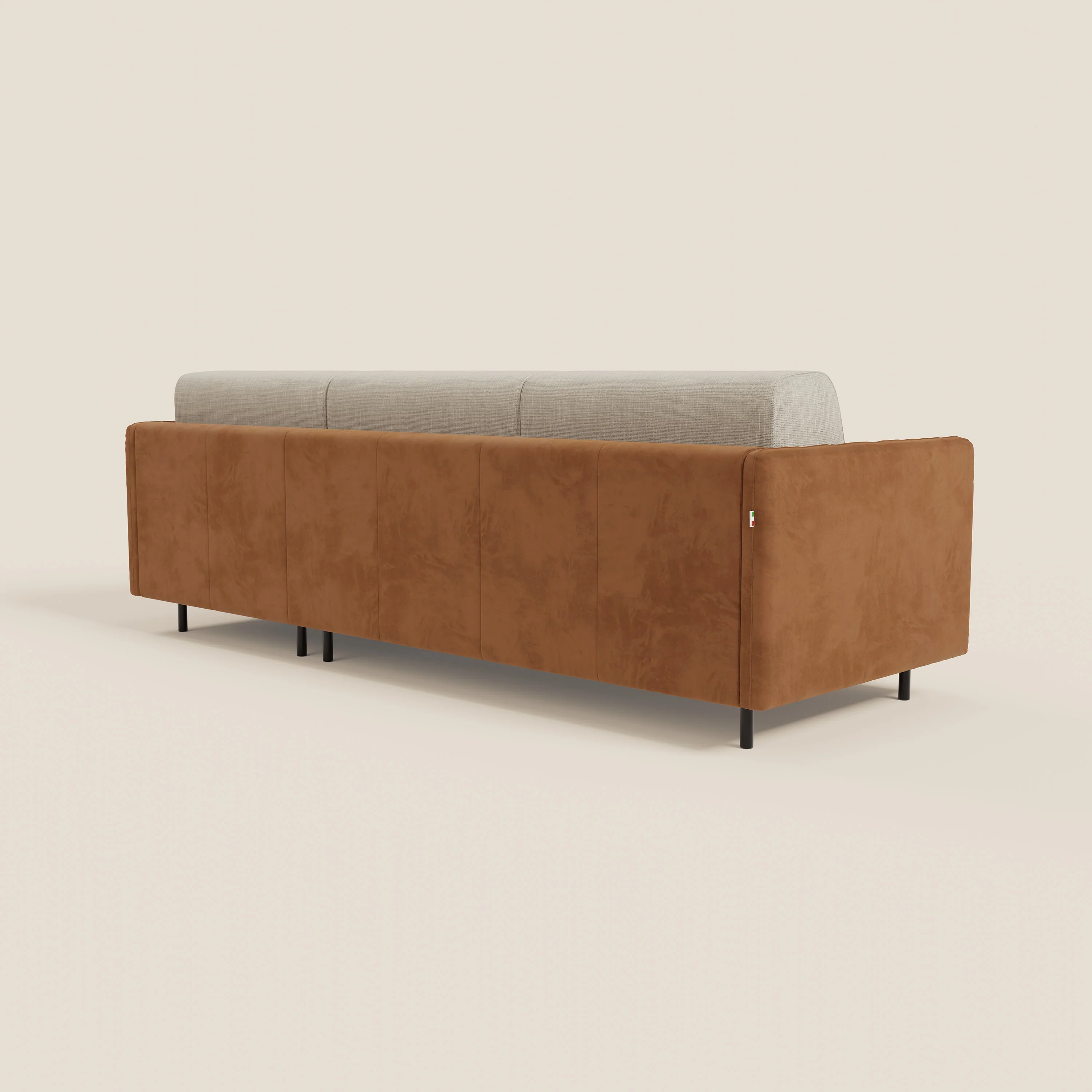 Narciso canapé d'angle convertible avec matelas H18 cm et chaise longue coffre en tissu bicouleur T11 et T06 cuir - crème - Image 7