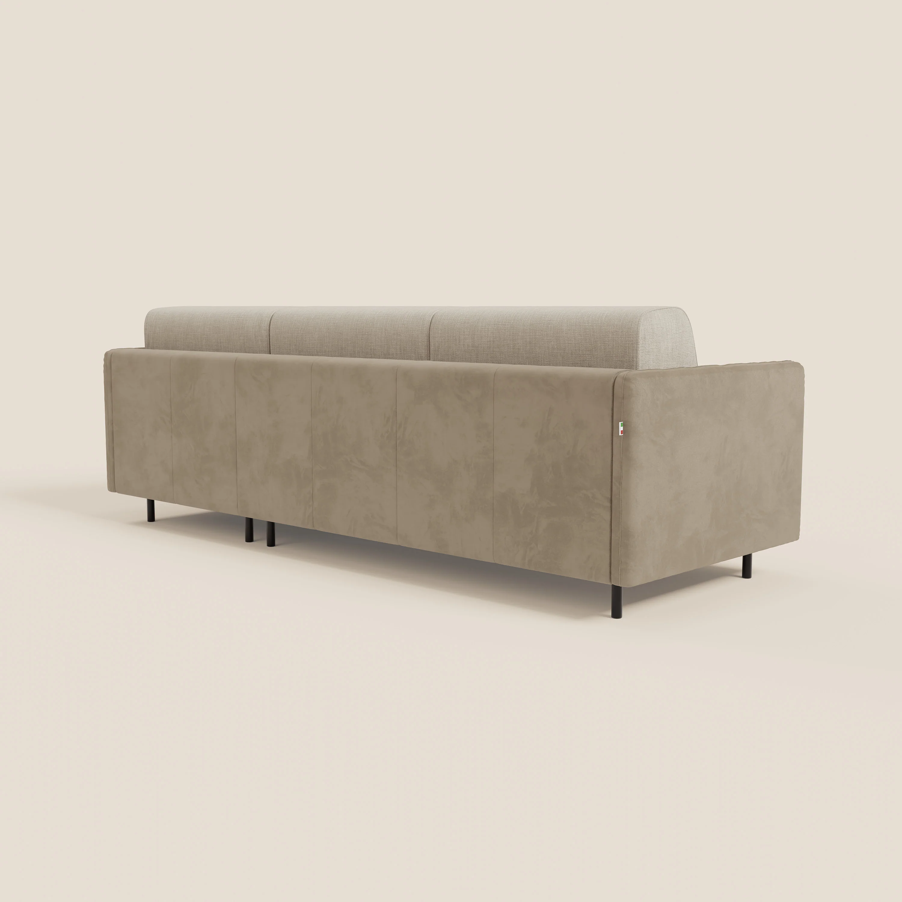 Narciso canapé d'angle convertible avec matelas H18 cm et chaise longue coffre en tissu bicouleur T11 et T06 taupe - crème - Image 7