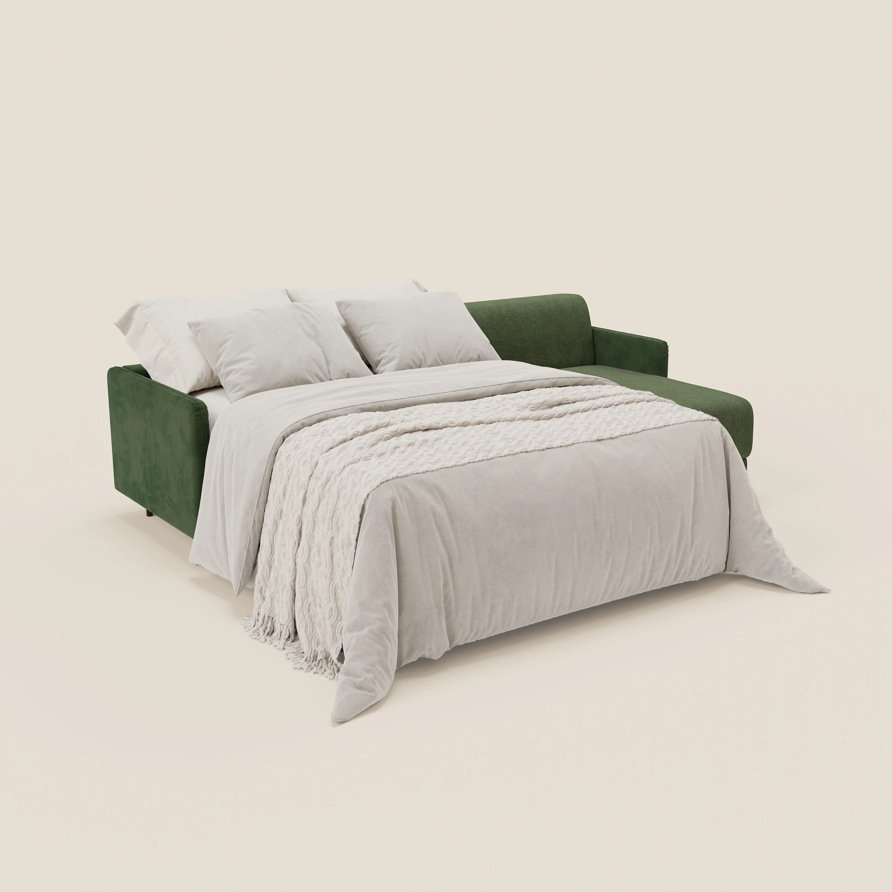 Narciso canapé d'angle convertible avec matelas H18 cm et chaise longue coffre en tissu bicouleur T11 et T06 vert - vert - Image 2