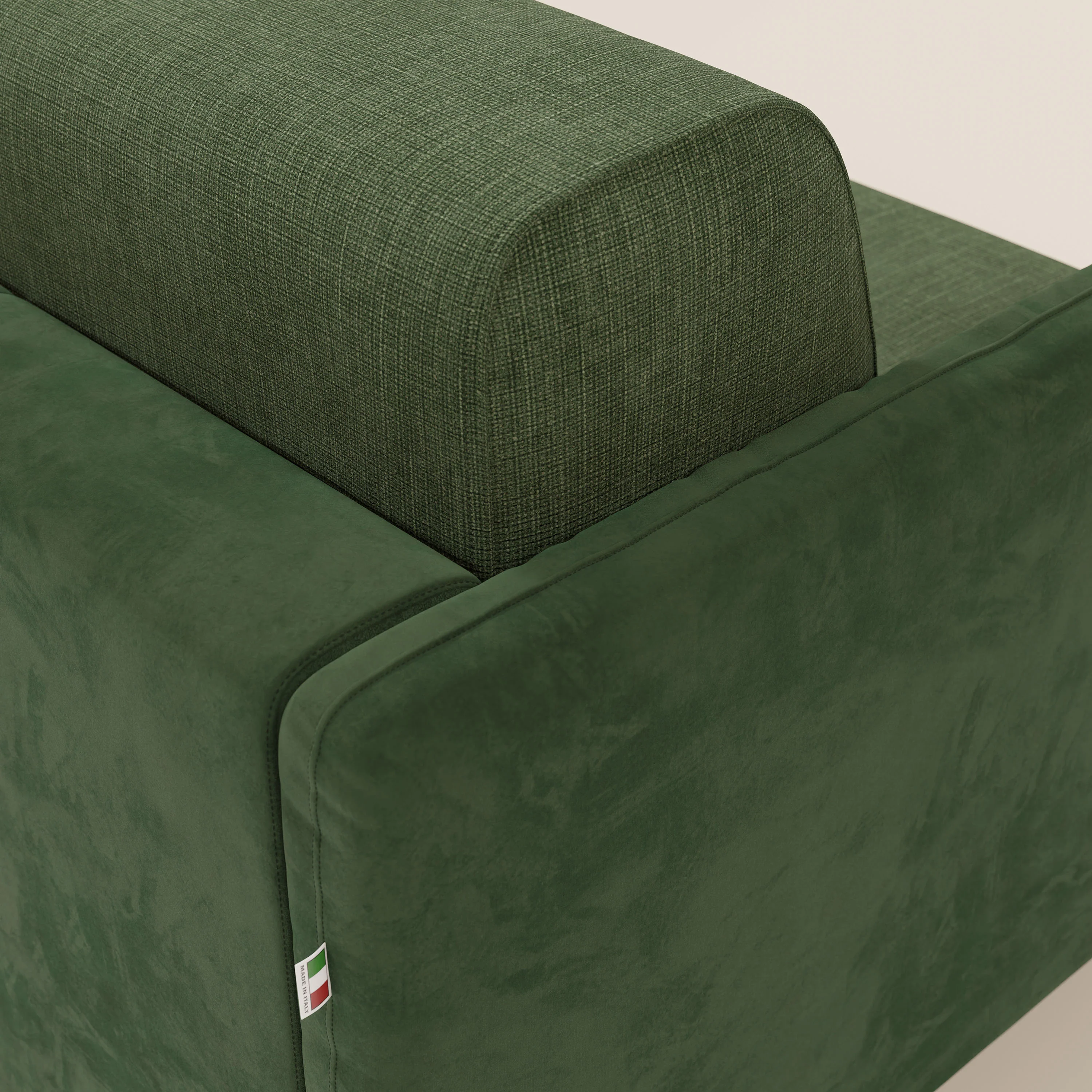 Narciso canapé d'angle convertible avec matelas H18 cm et chaise longue coffre en tissu bicouleur T11 et T06 vert - vert - Image 8