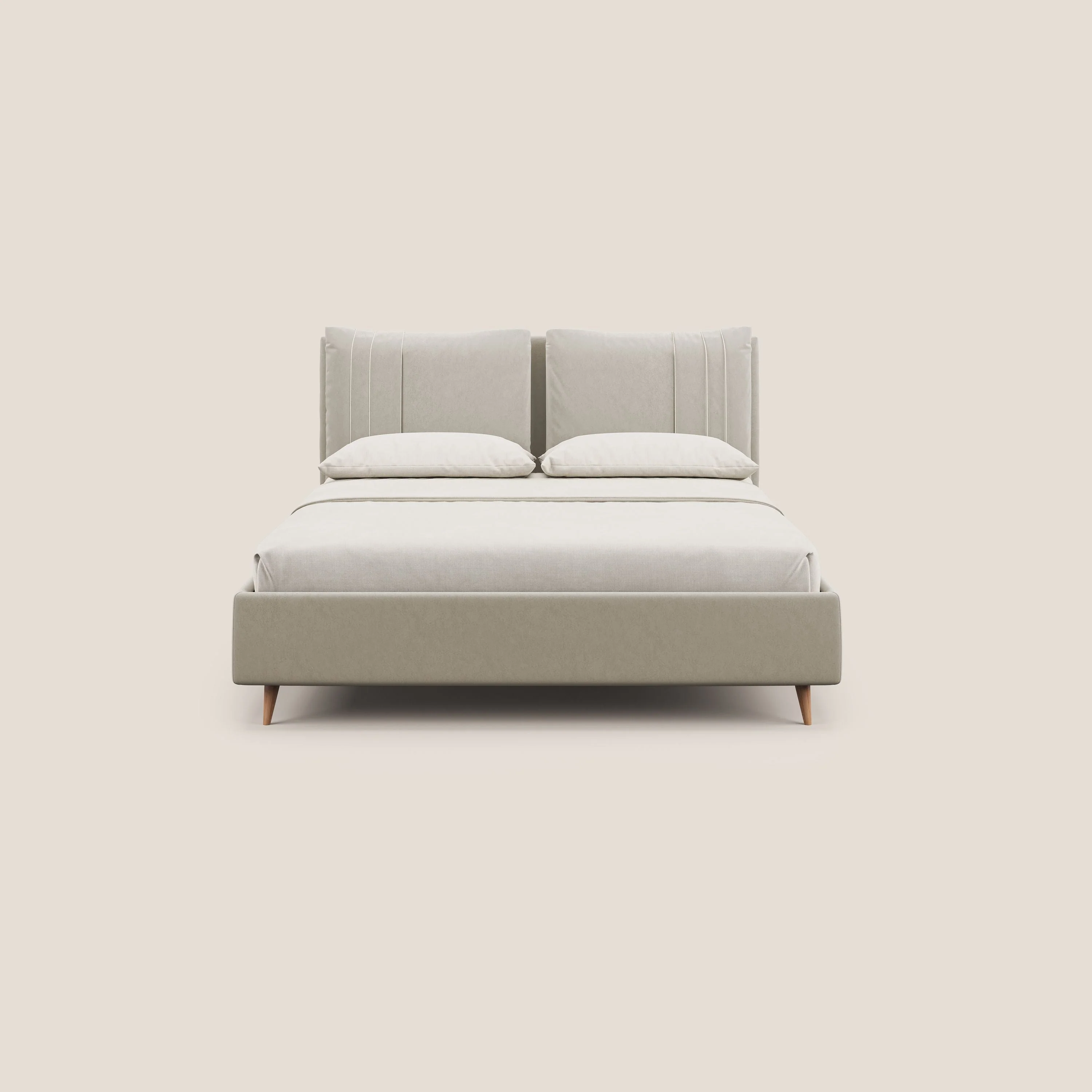 Nathan lit coffre avec coussins réglables et poches en microfibre velours imperméable T09 beige - Image 3