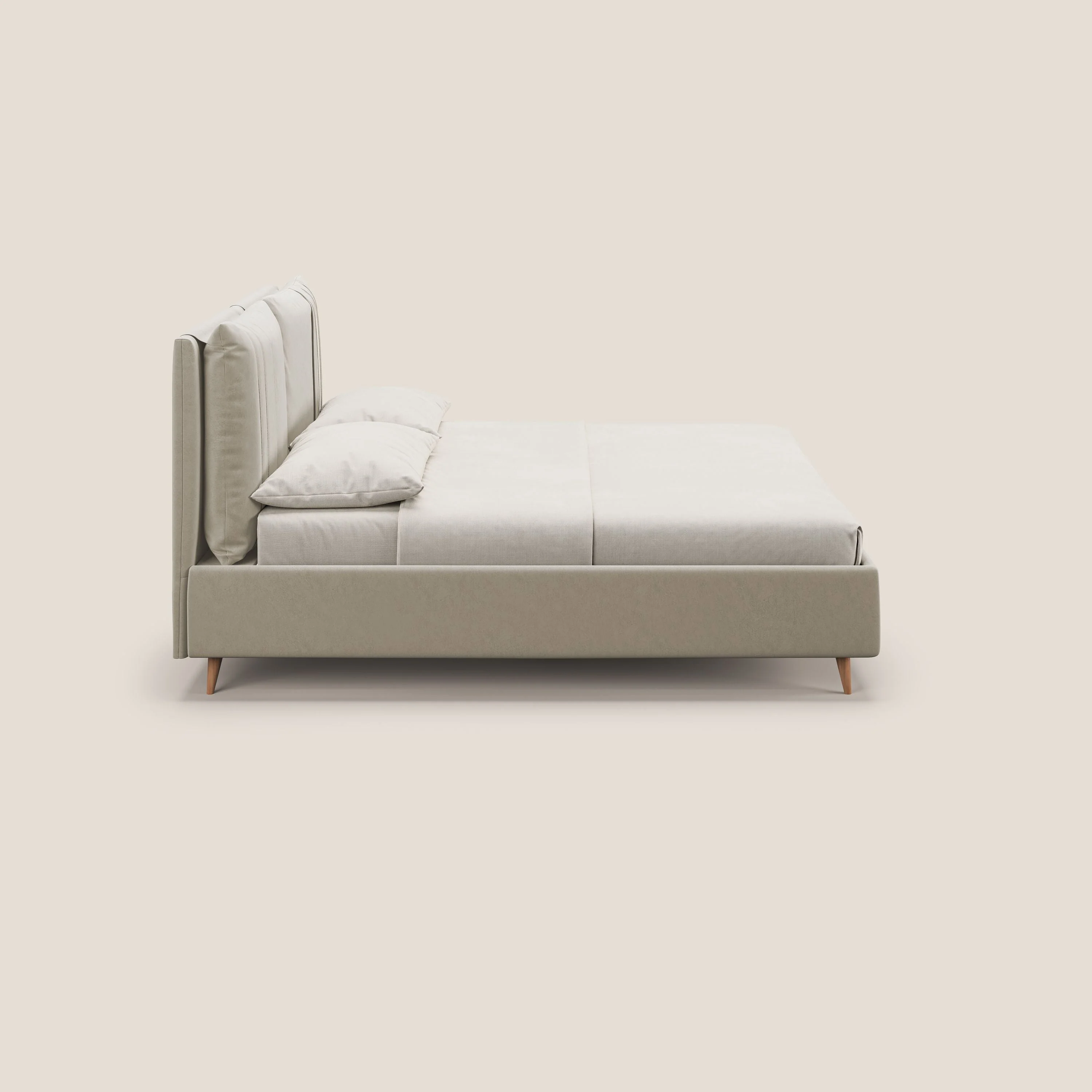 Nathan lit coffre avec coussins réglables et poches en microfibre velours imperméable T09 beige - Image 5