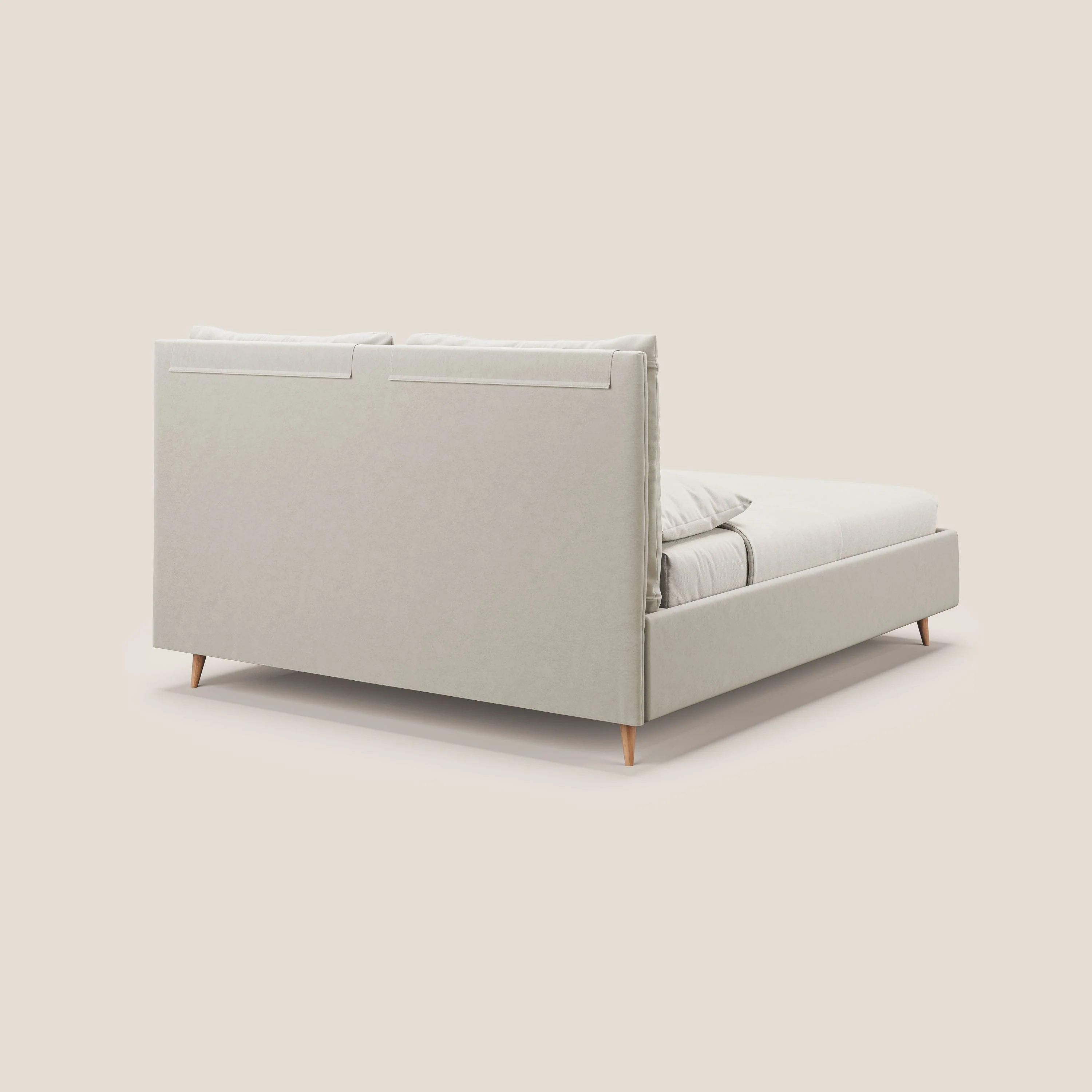 Nathan lit coffre avec coussins réglables et poches en microfibre velours imperméable T09 beige - Image 6