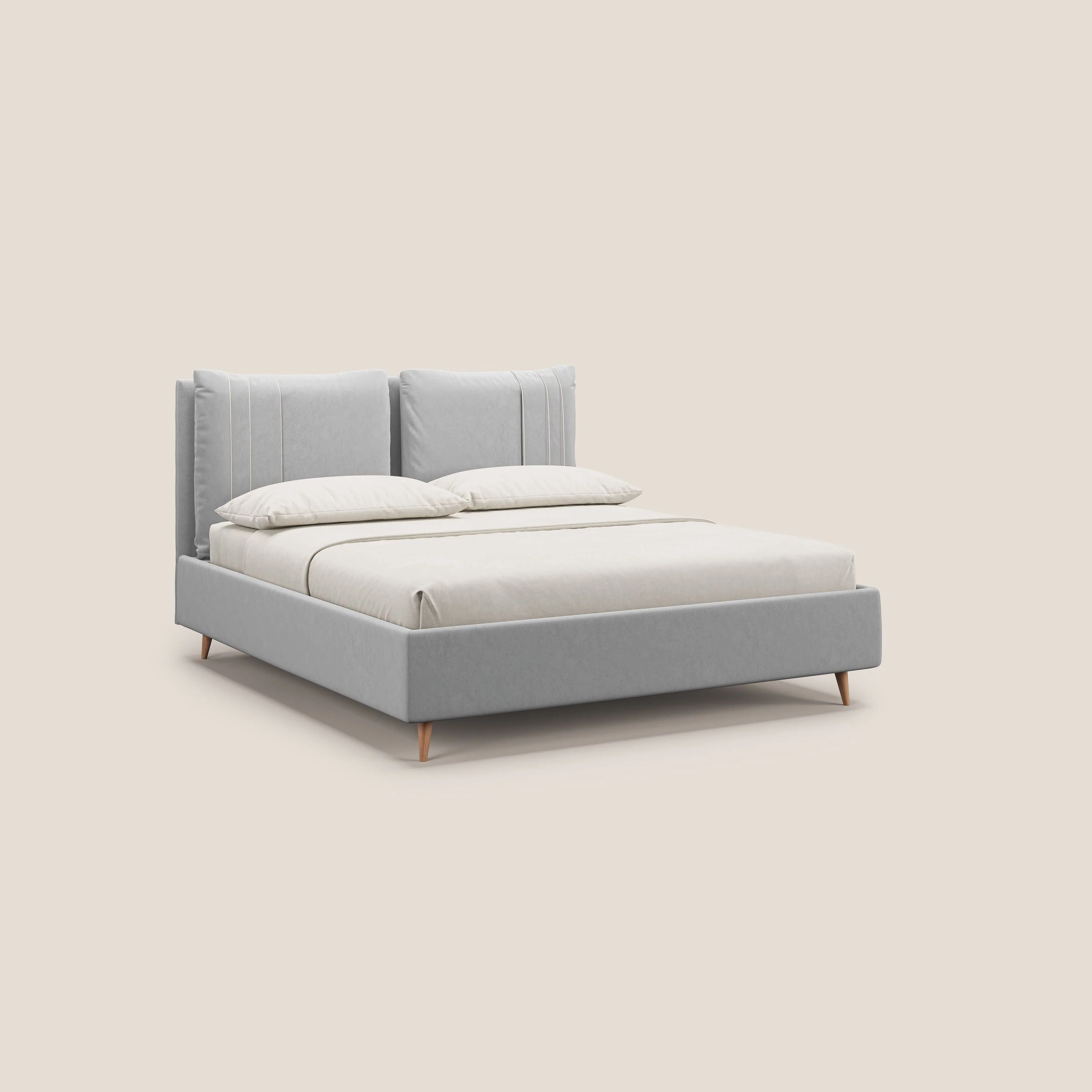 Nathan lit coffre avec coussins réglables et poches en microfibre velours imperméable T09 gris clair - Image 4