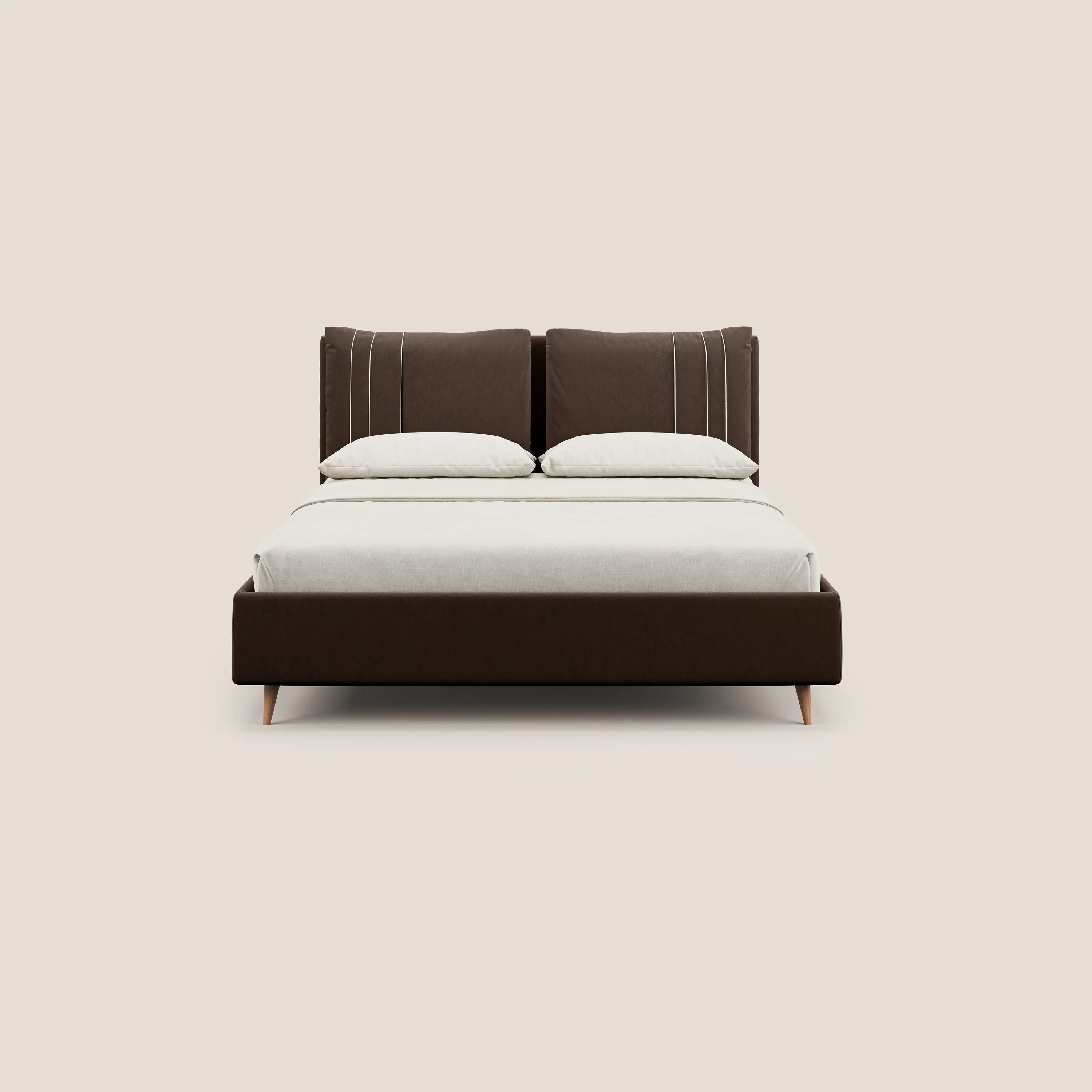 Nathan lit coffre avec coussins réglables et poches en microfibre velours imperméable T09 marron - Image 3