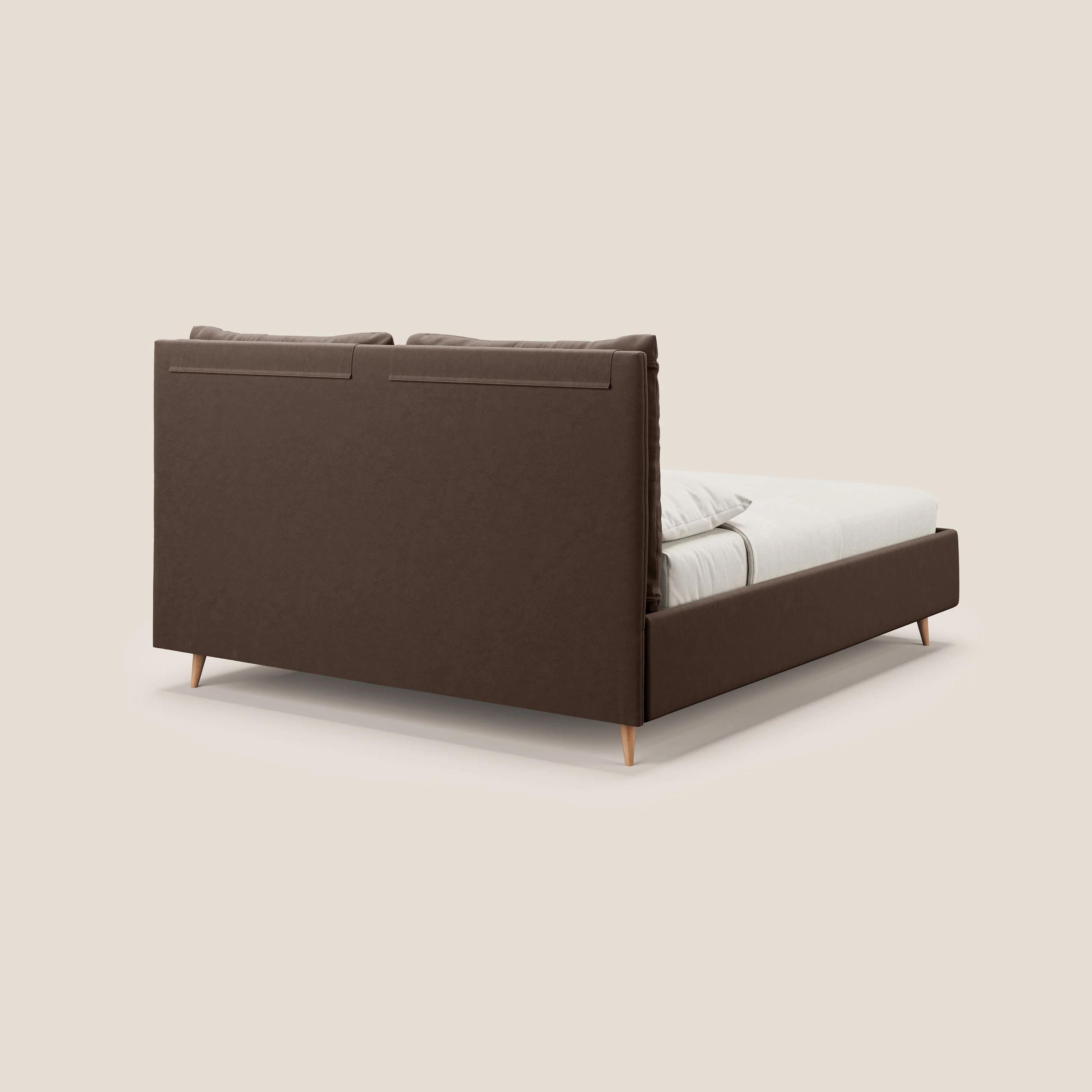 Nathan lit coffre avec coussins réglables et poches en microfibre velours imperméable T09 marron - Image 6