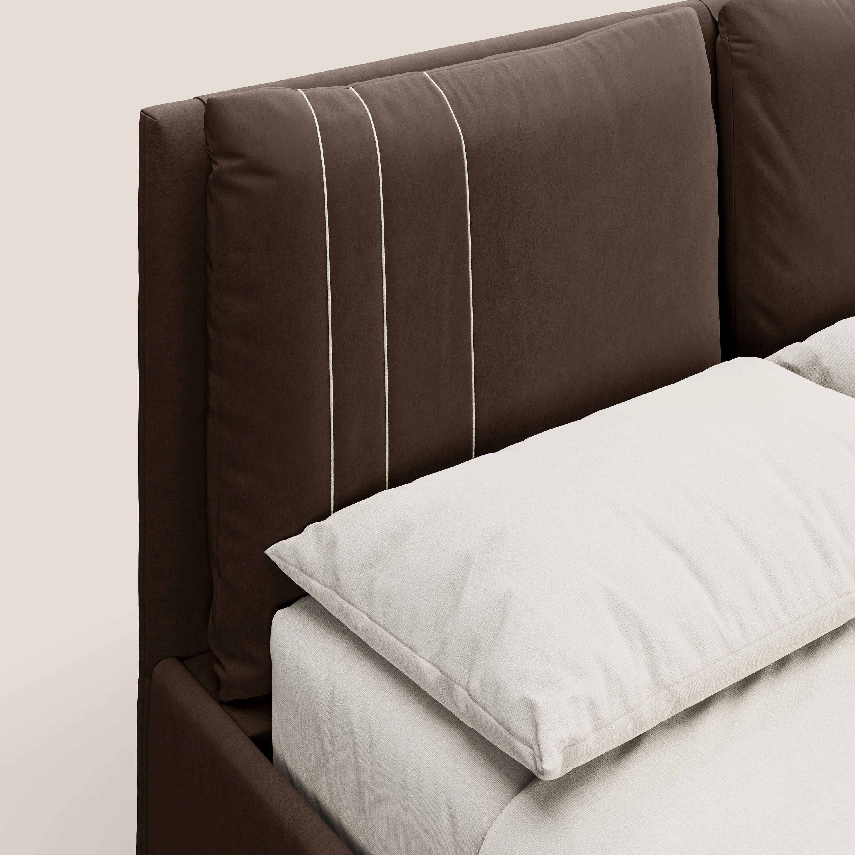 Nathan lit coffre avec coussins réglables et poches en microfibre velours imperméable T09 marron - Image 7