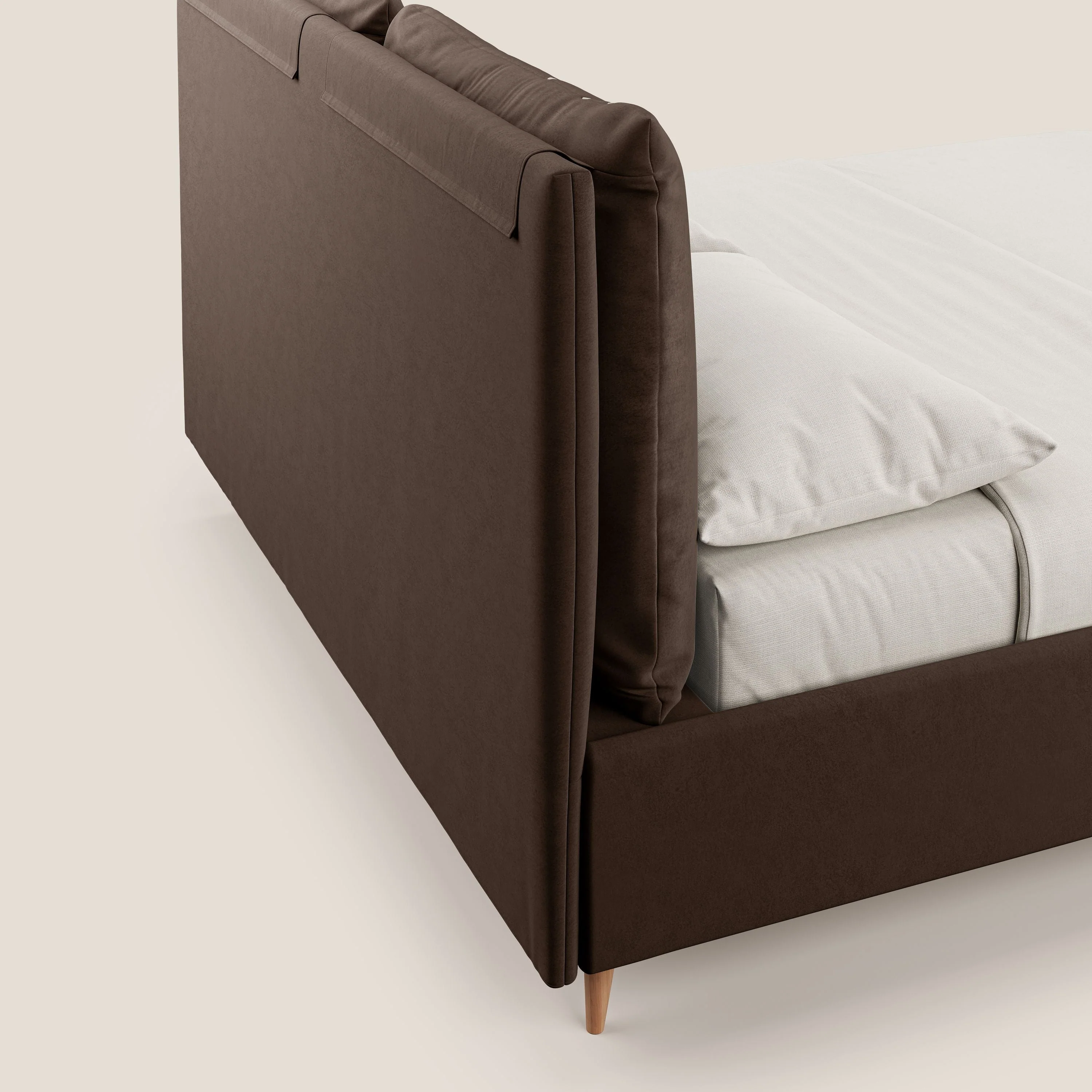 Nathan lit coffre avec coussins réglables et poches en microfibre velours imperméable T09 marron - Image 8