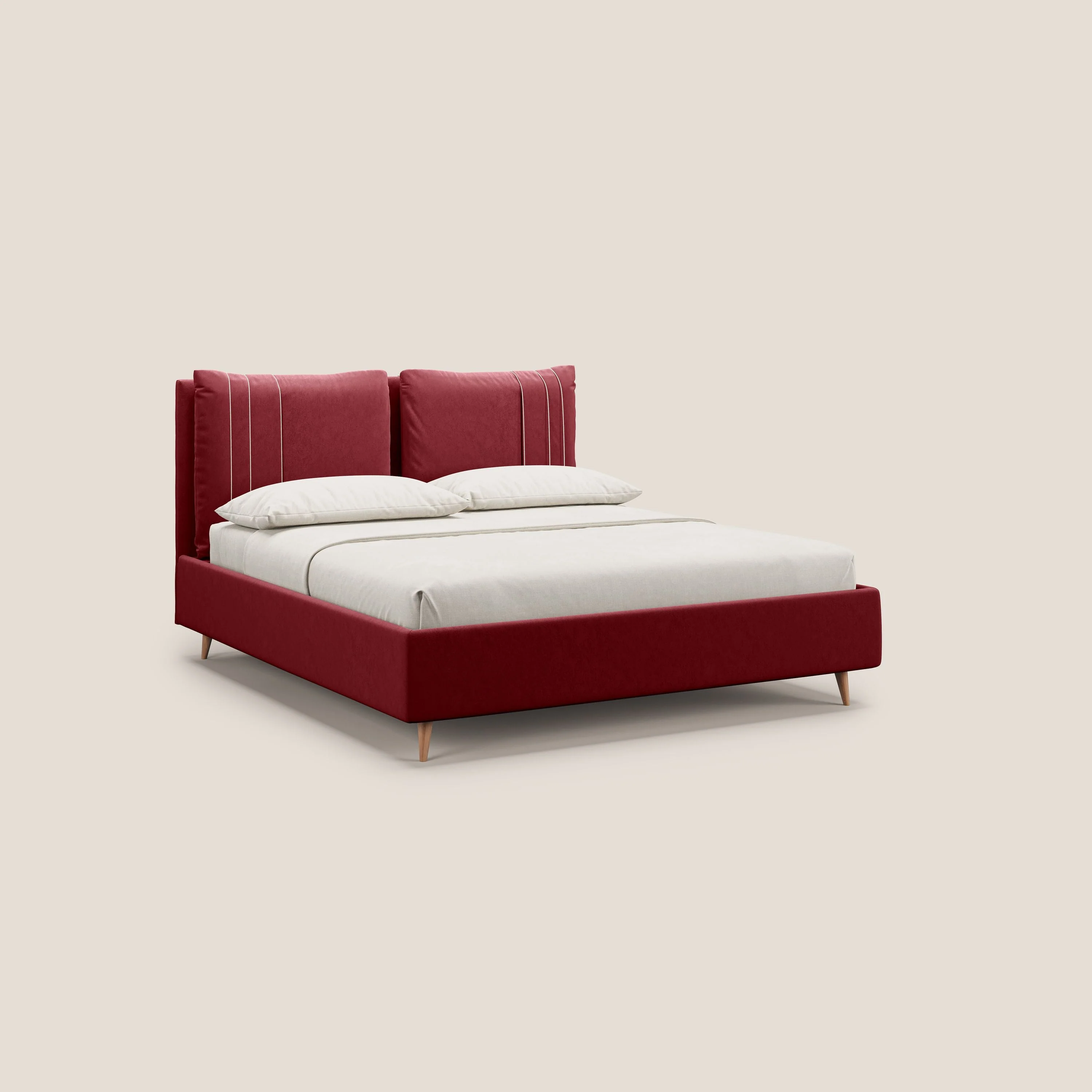 Nathan lit coffre avec coussins réglables et poches en microfibre velours imperméable T09 rouge - Image 4