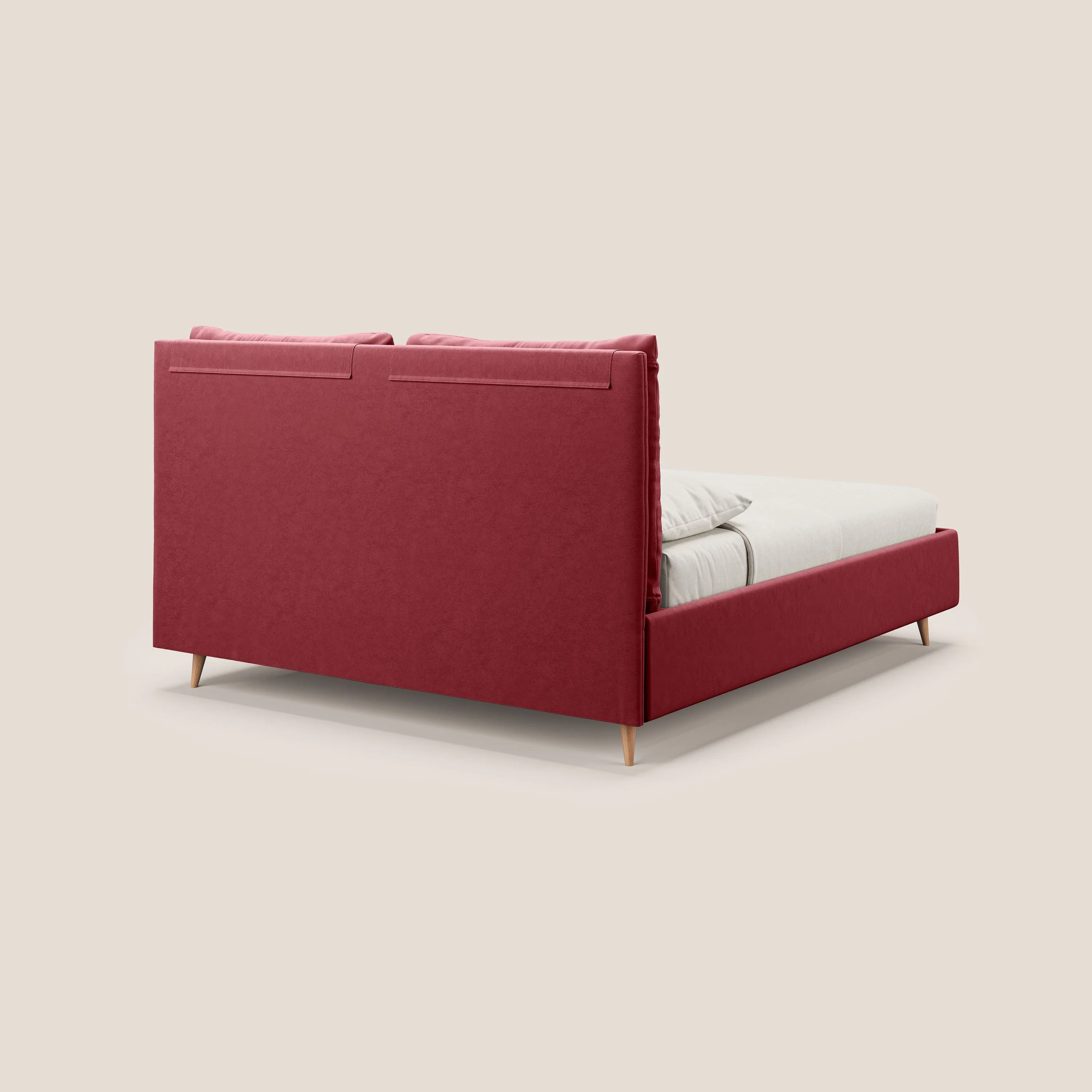 Nathan lit coffre avec coussins réglables et poches en microfibre velours imperméable T09 rouge - Image 6