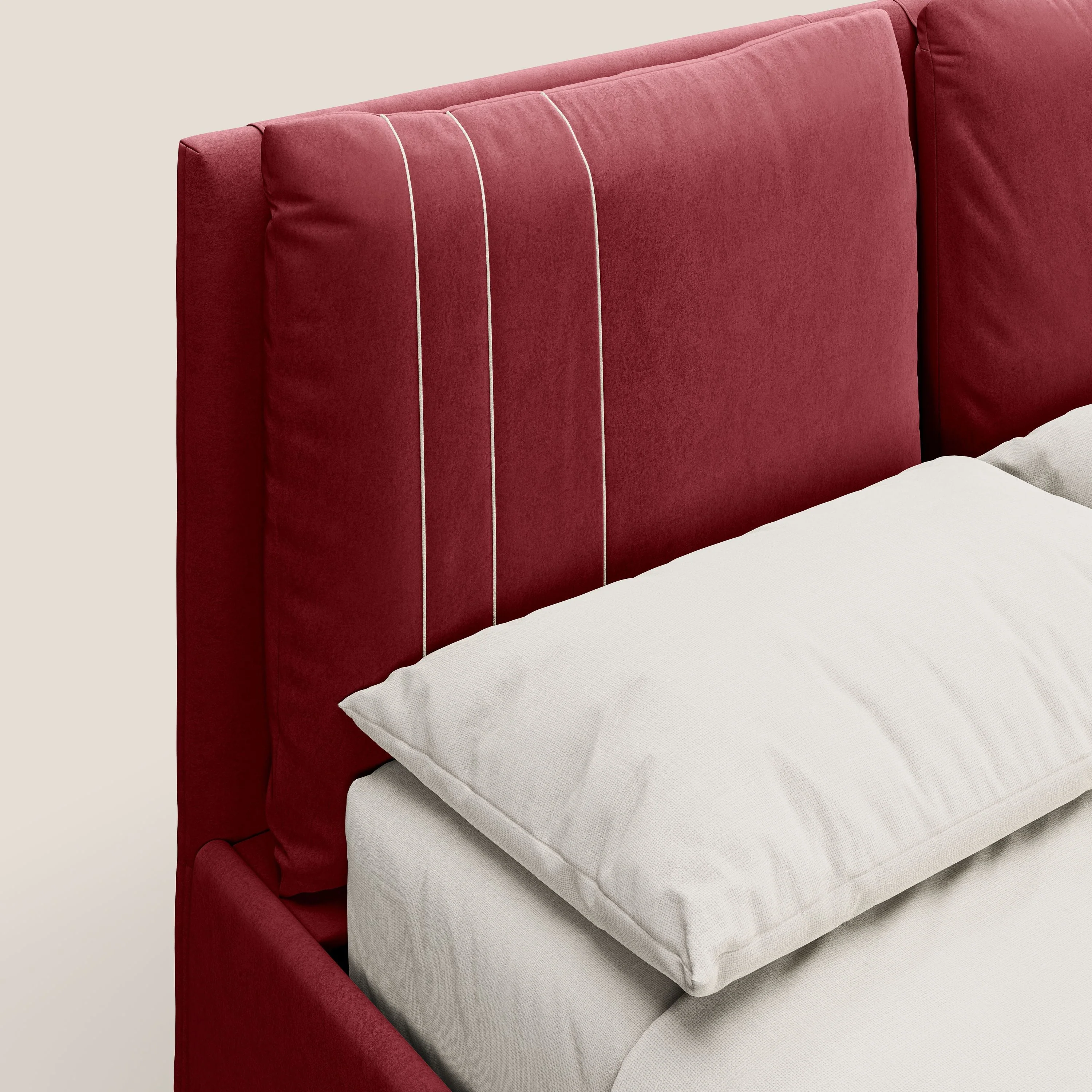 Nathan lit coffre avec coussins réglables et poches en microfibre velours imperméable T09 rouge - Image 7