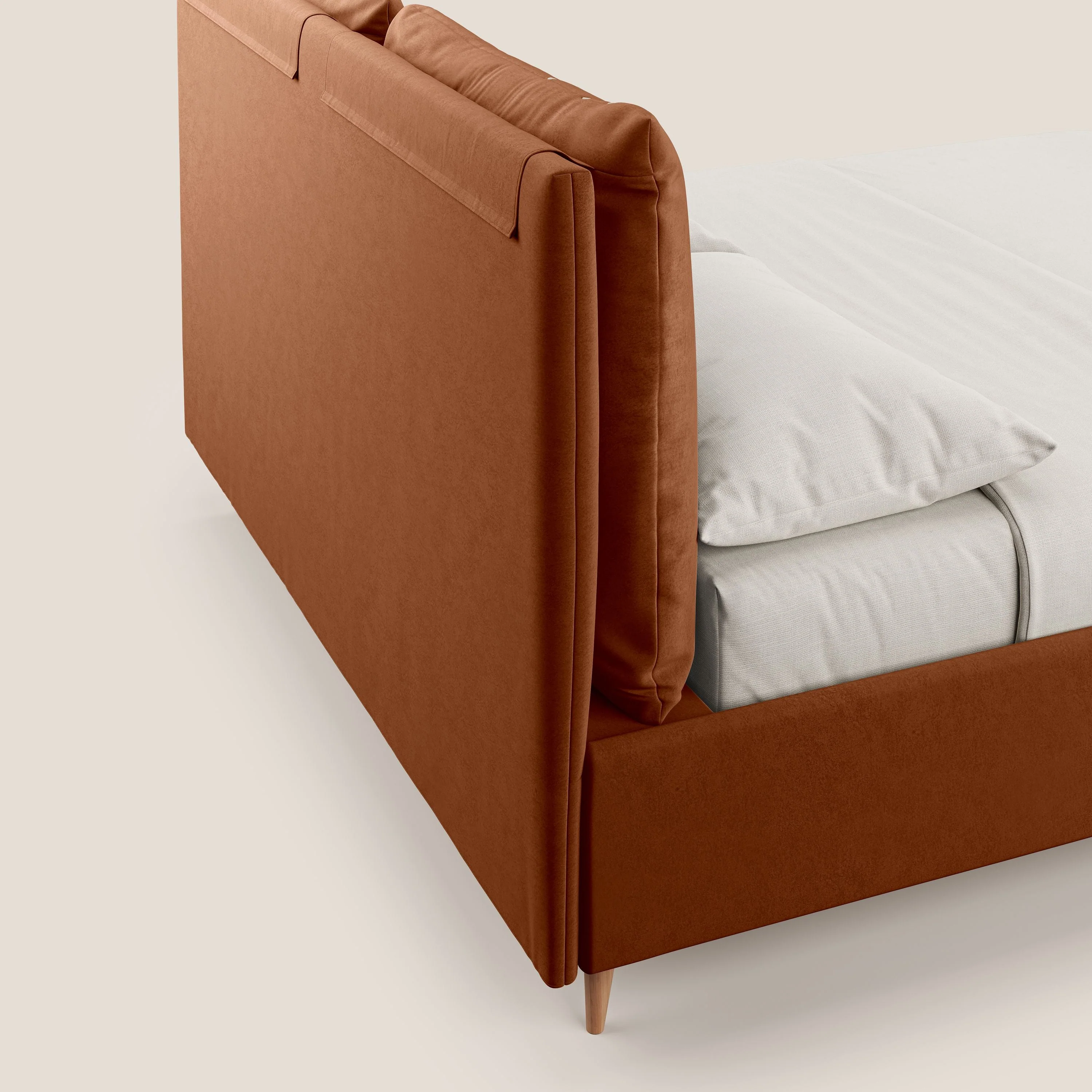 Nathan lit coffre avec coussins réglables et poches en microfibre velours imperméable T09 rouille - Image 8