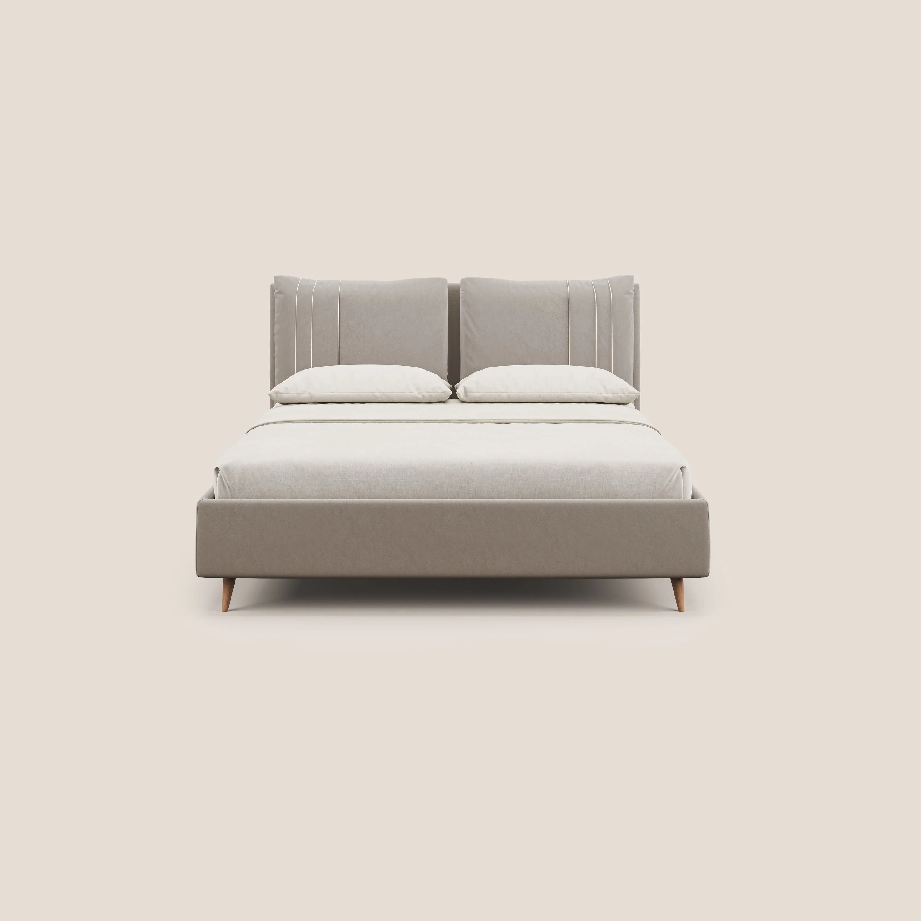 Nathan lit coffre avec coussins réglables et poches en microfibre velours imperméable T09 Taupe tortora - Image 3