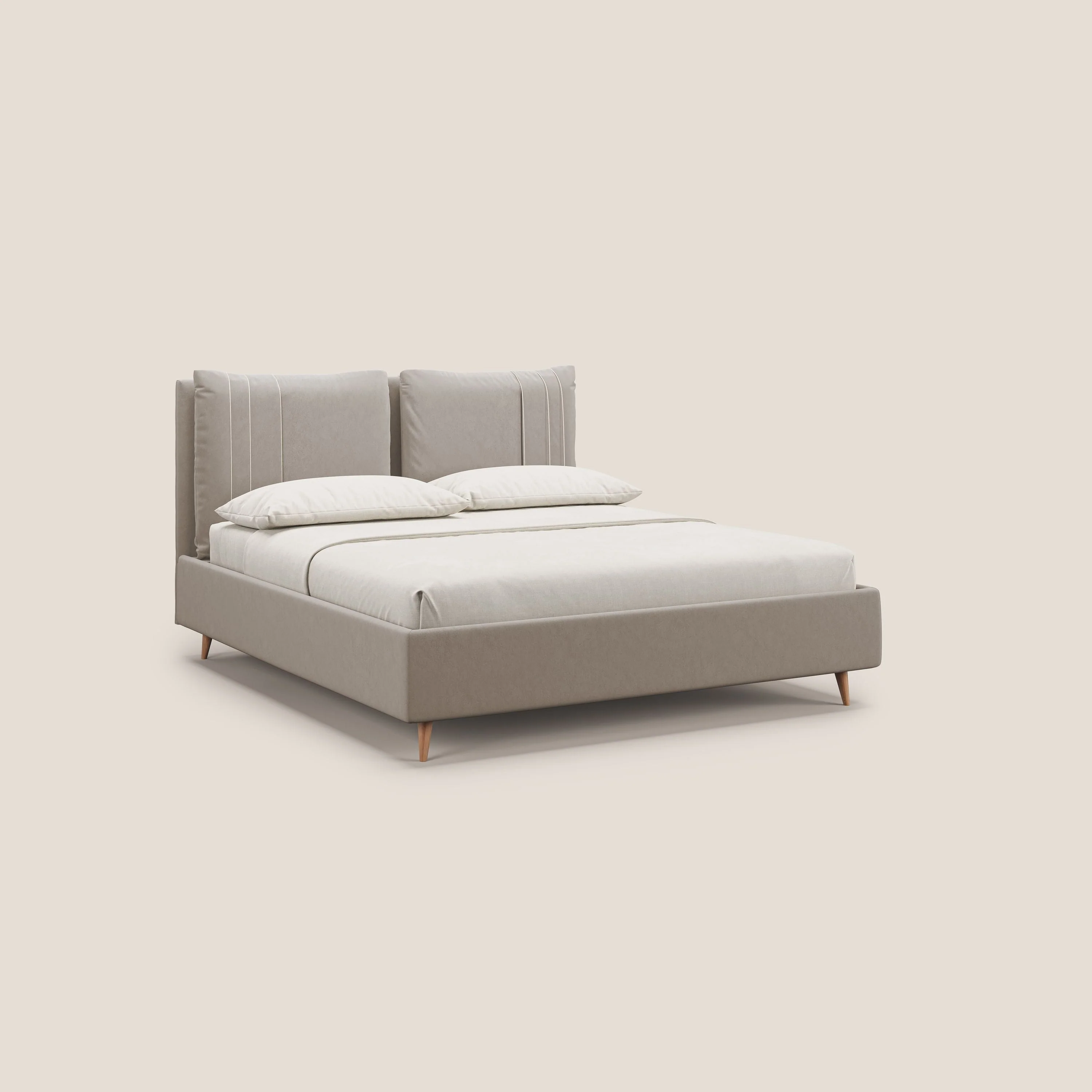 Nathan lit coffre avec coussins réglables et poches en microfibre velours imperméable T09 Taupe tortora - Image 4