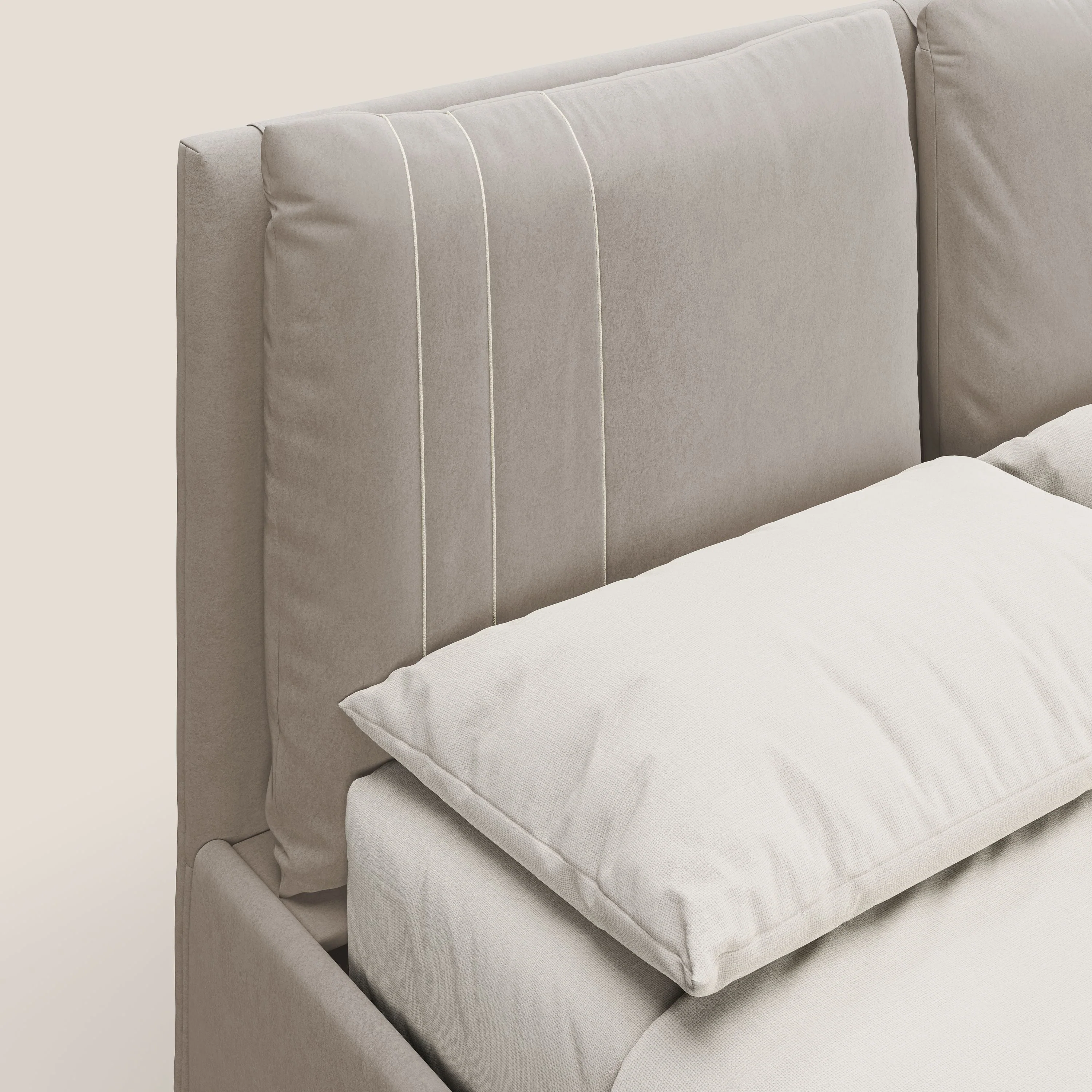 Nathan lit coffre avec coussins réglables et poches en microfibre velours imperméable T09 Taupe tortora - Image 7