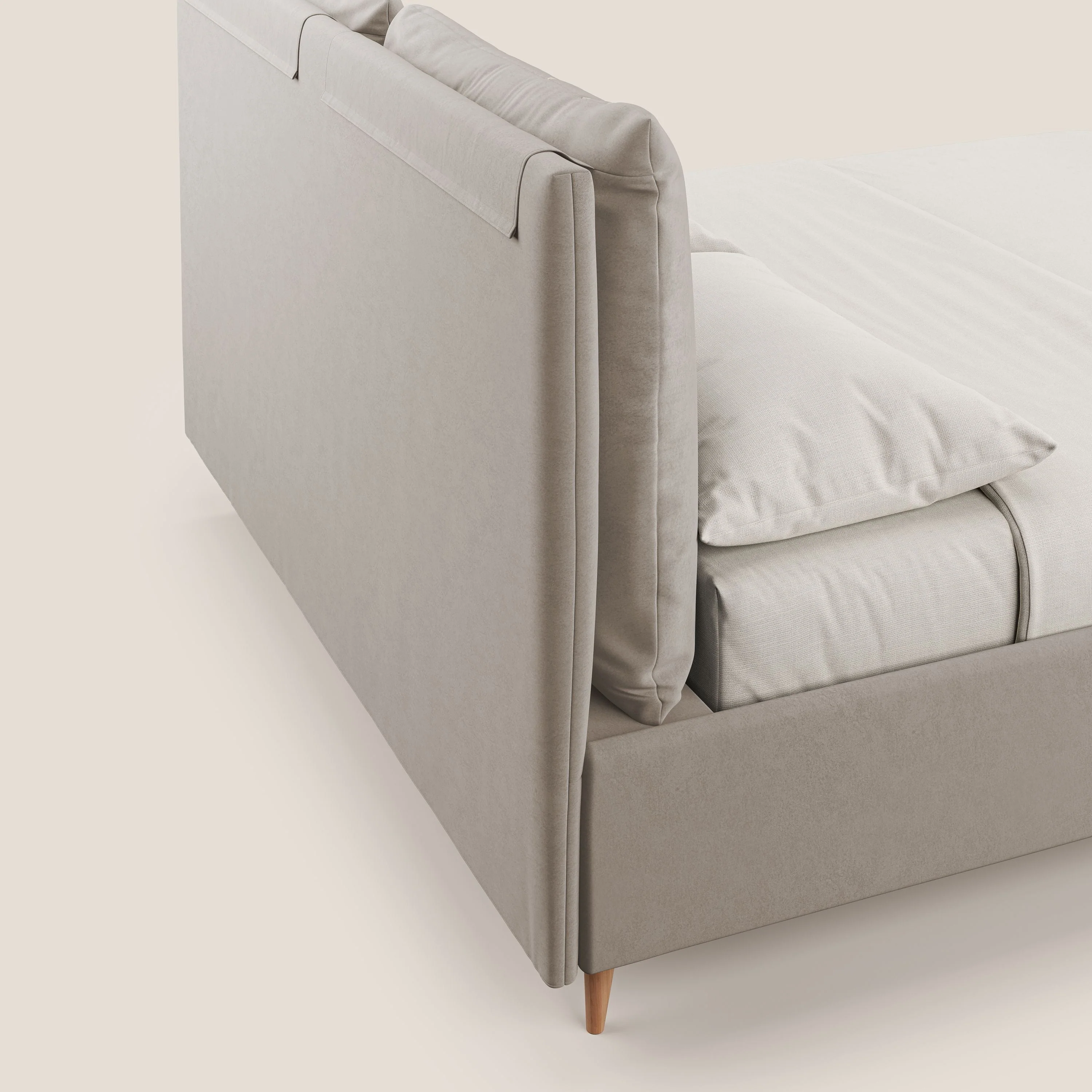 Nathan lit coffre avec coussins réglables et poches en microfibre velours imperméable T09 Taupe tortora - Image 8
