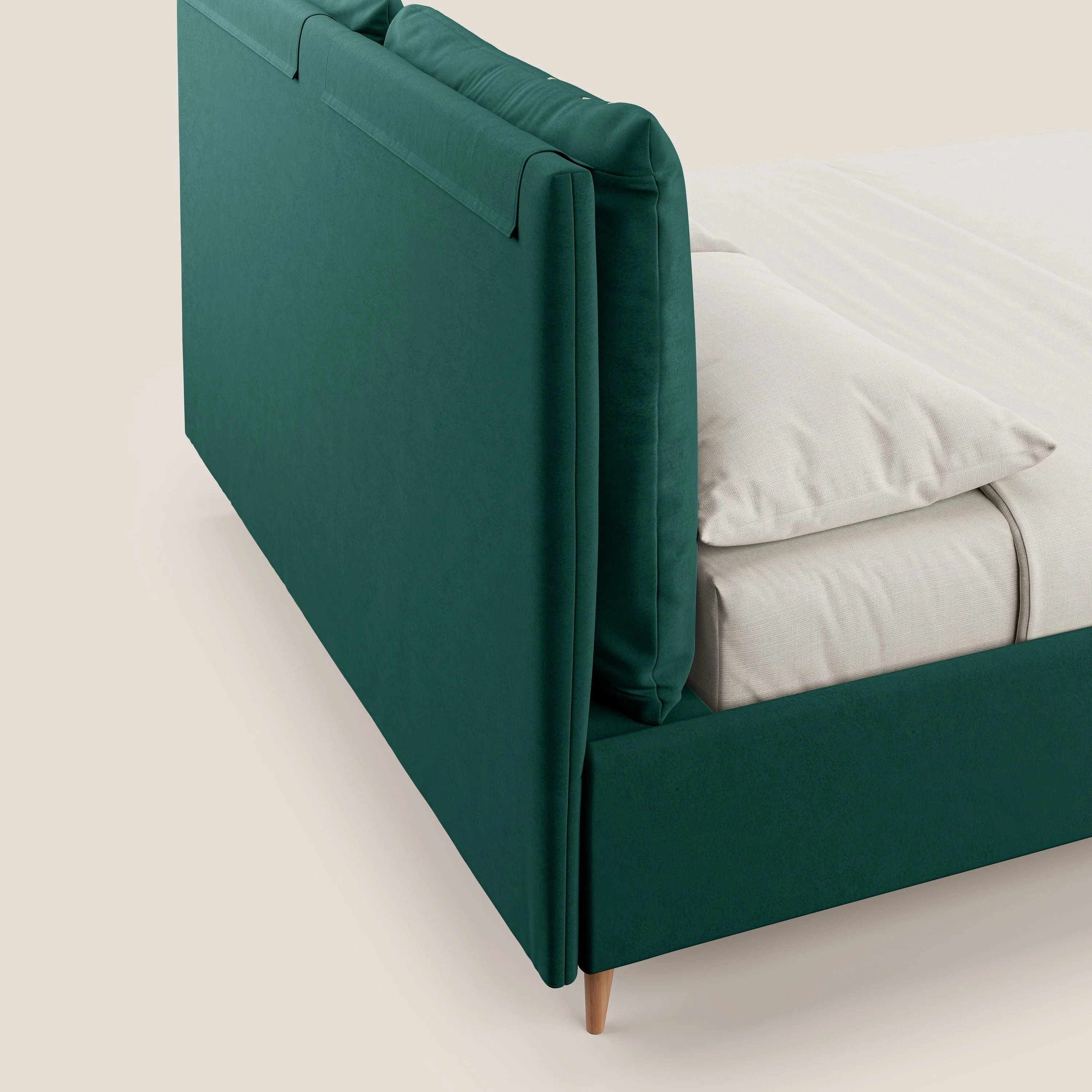 Nathan lit coffre avec coussins réglables et poches en microfibre velours imperméable T09 vert - Image 7