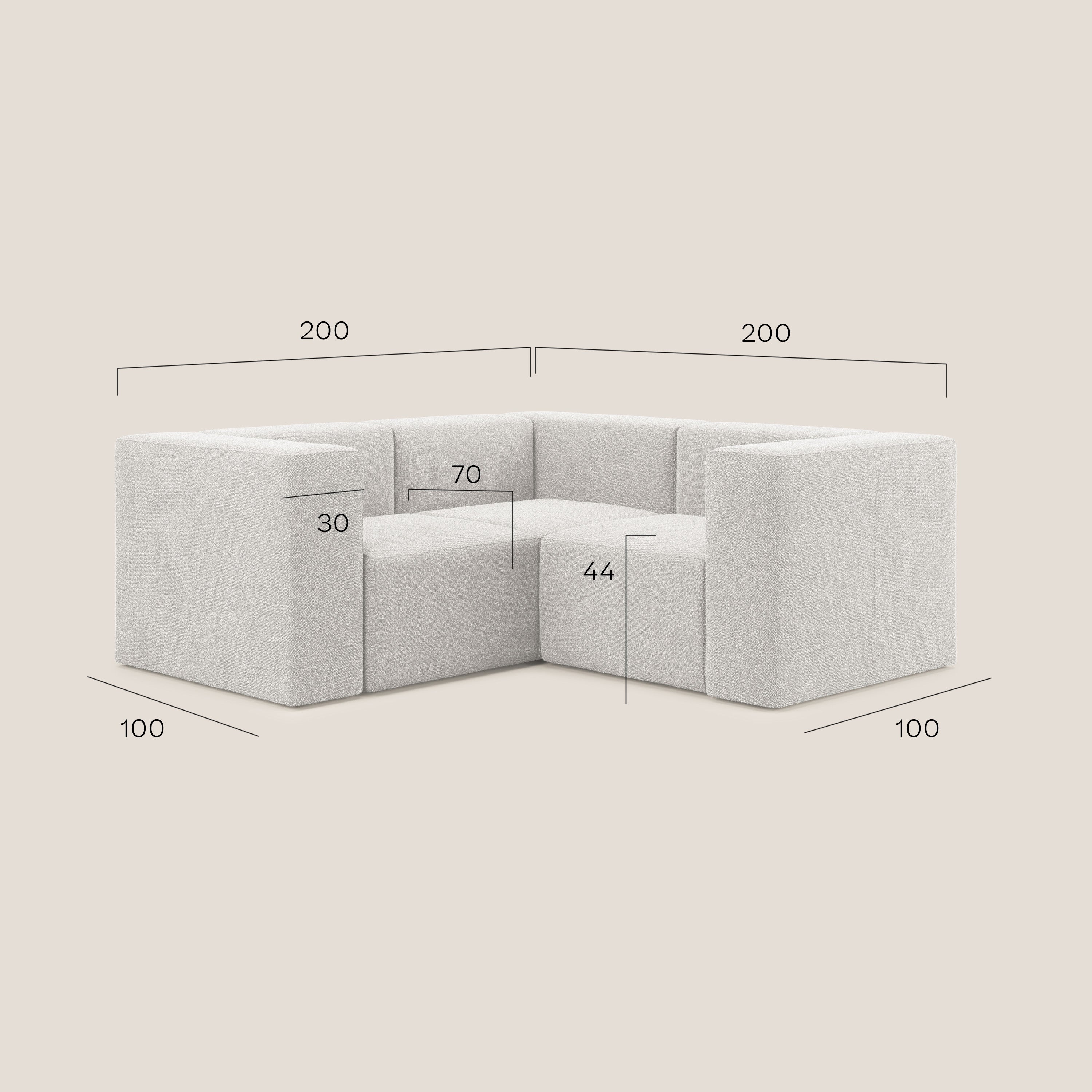 Nettuno canapé d'angle reversible modulable en bouclette douce T07 gris - Image 6