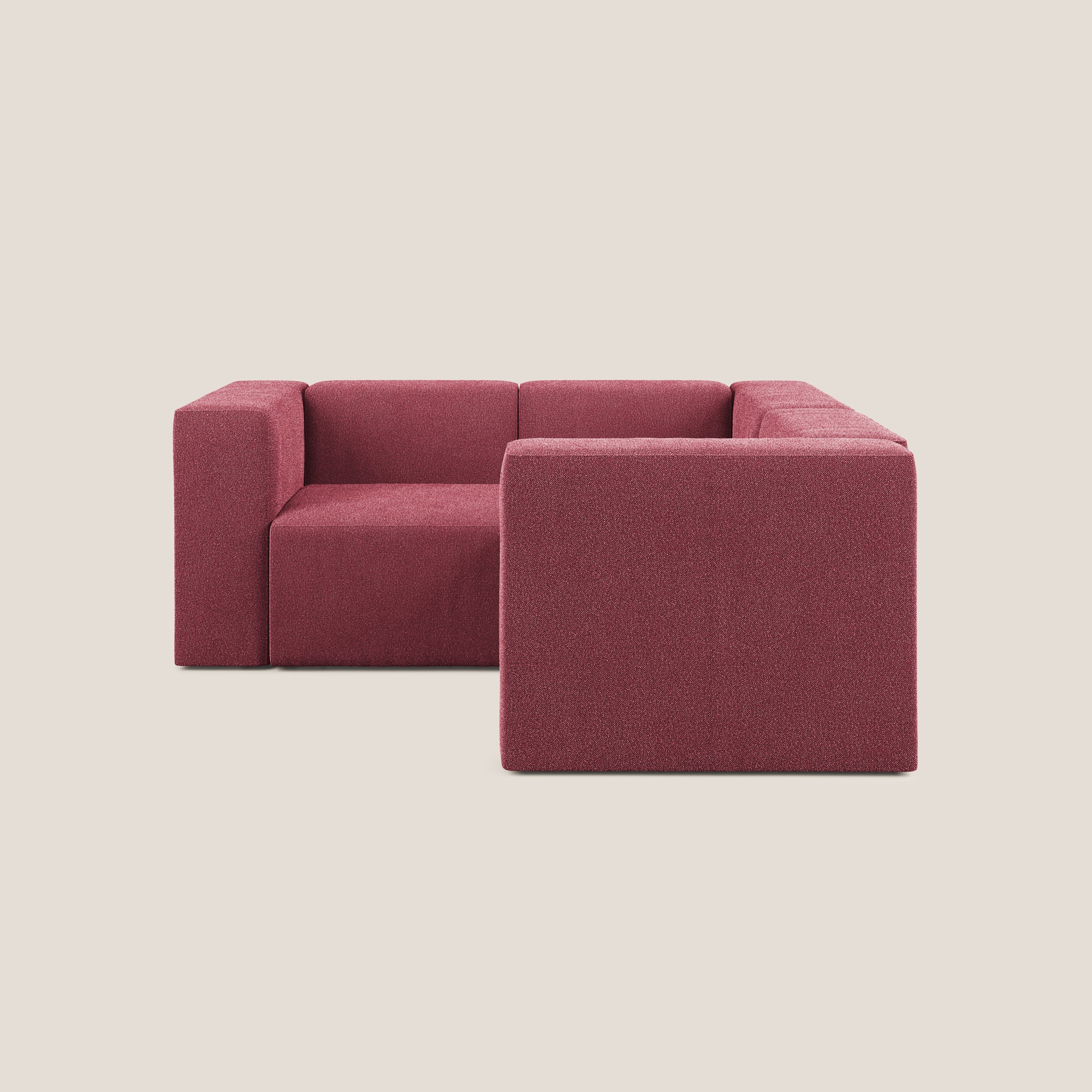 Nettuno canapé d'angle reversible modulable en bouclette douce T07 rouge