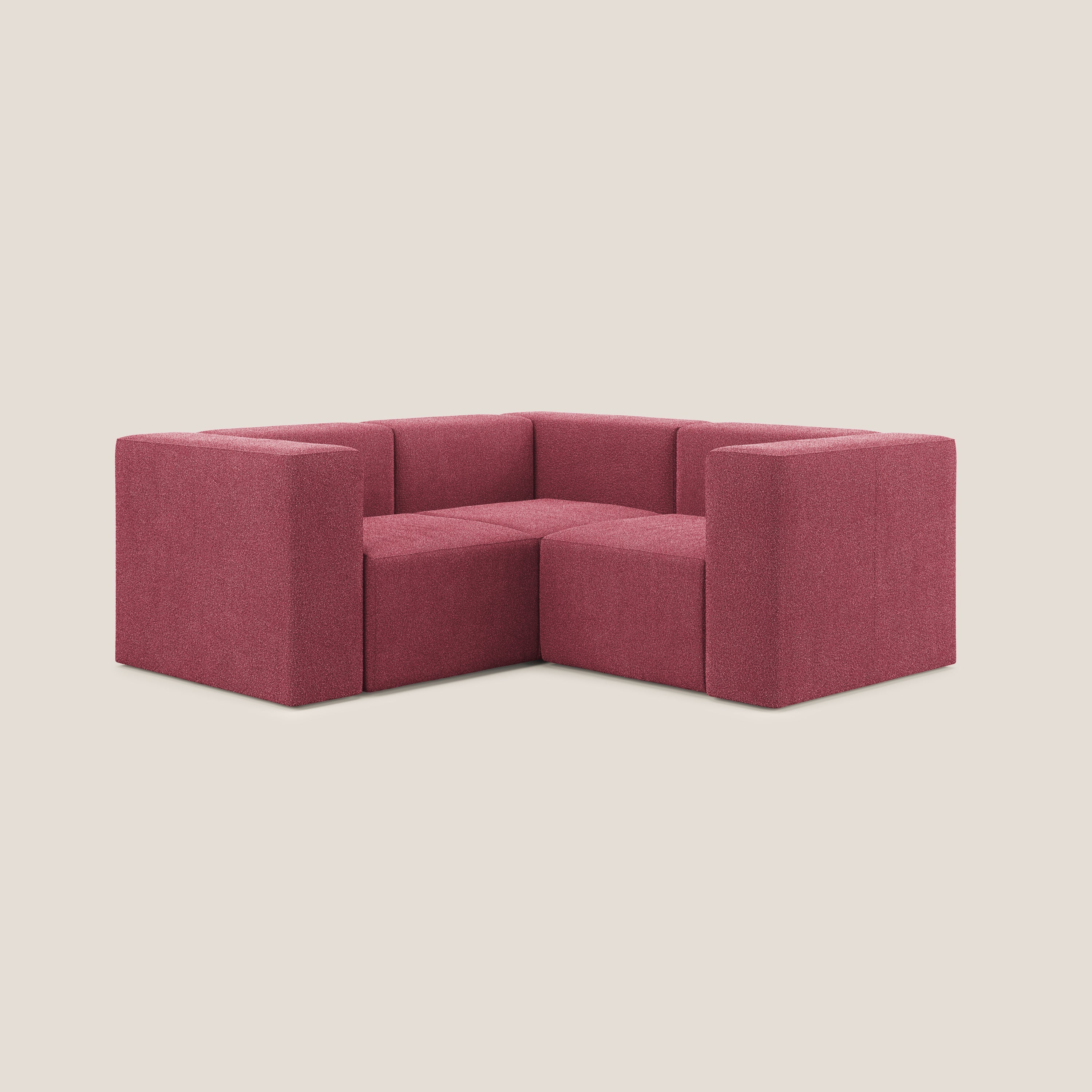 Nettuno canapé d'angle reversible modulable en bouclette douce T07 rouge - Image 2