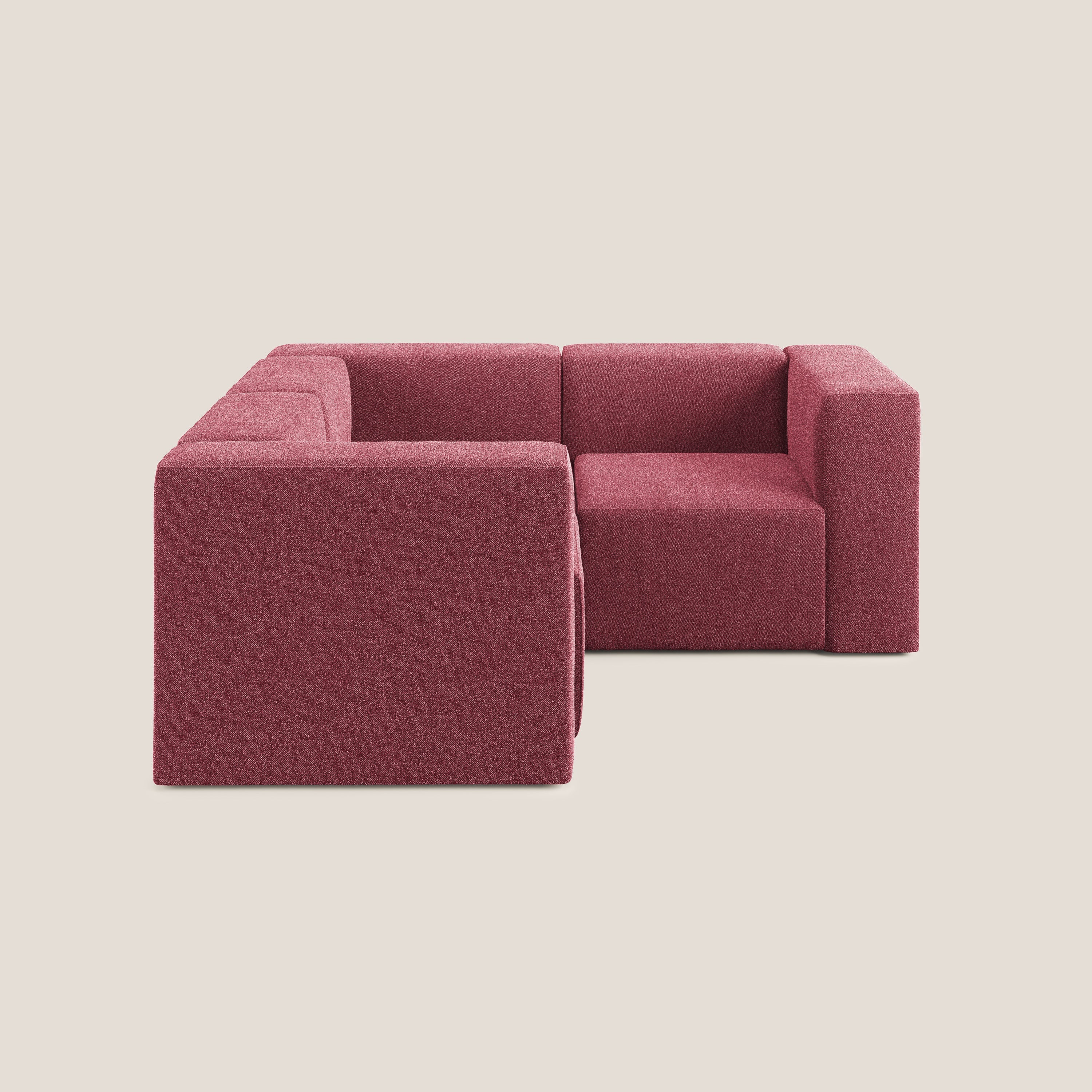 Nettuno canapé d'angle reversible modulable en bouclette douce T07 rouge - Image 3