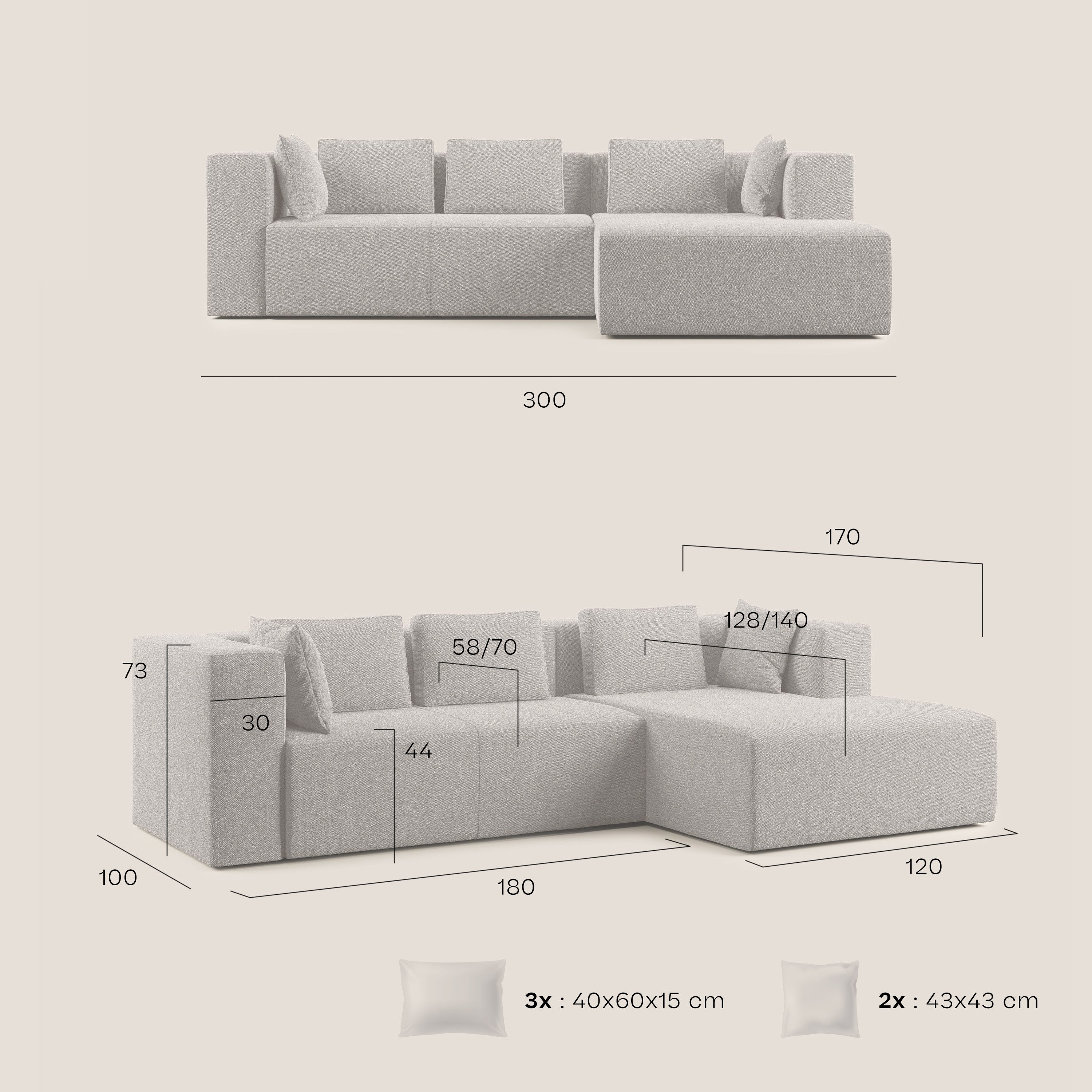 Nettuno canapé d'angle modulable en bouclette douce T07 blanc - Image 10