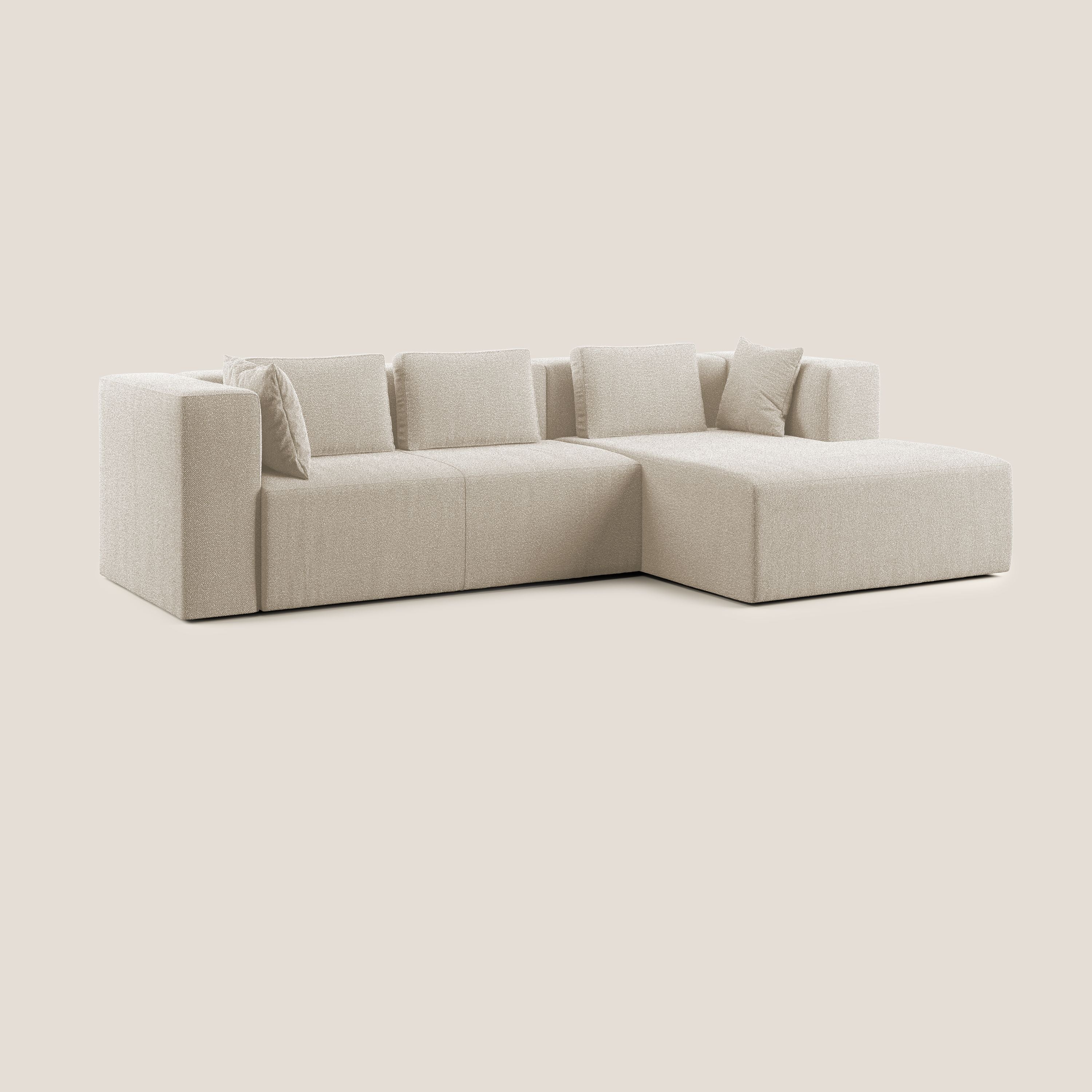 Nettuno canapé d'angle modulable en bouclette douce T07 blanc - Image 2