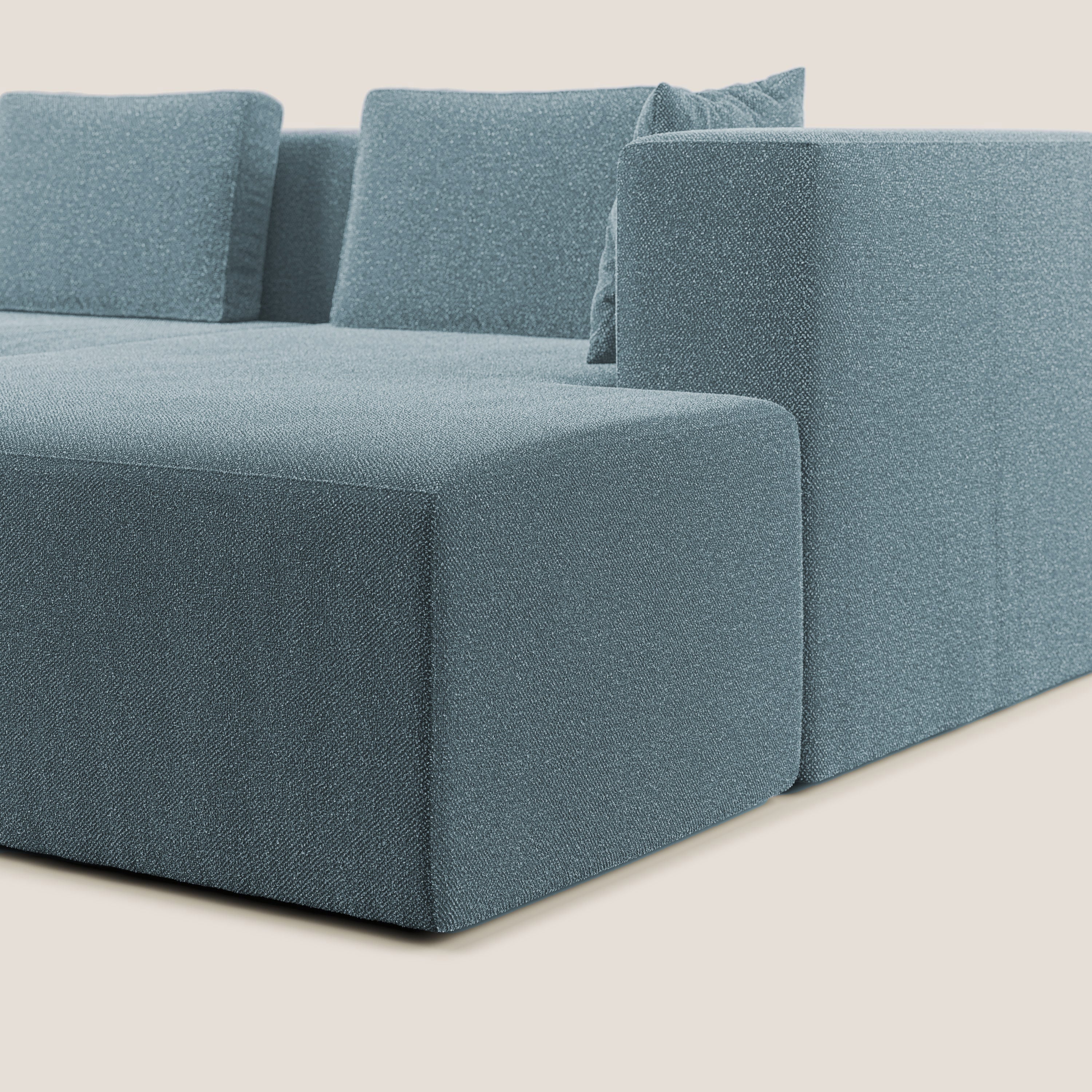 Nettuno canapé d'angle modulable en bouclette douce T07 bleu gris - Image 8
