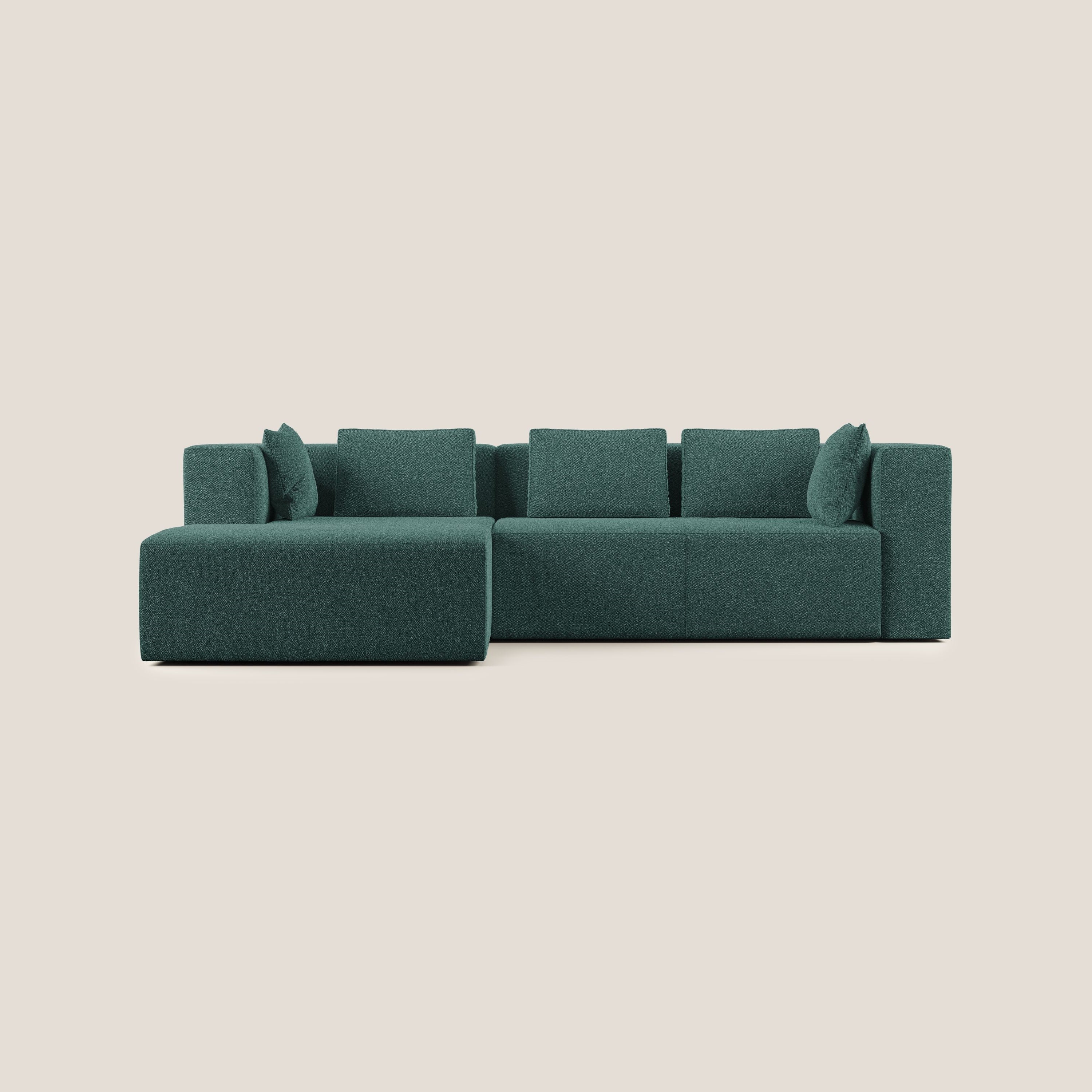Nettuno canapé d'angle modulable en bouclette douce T07 vert