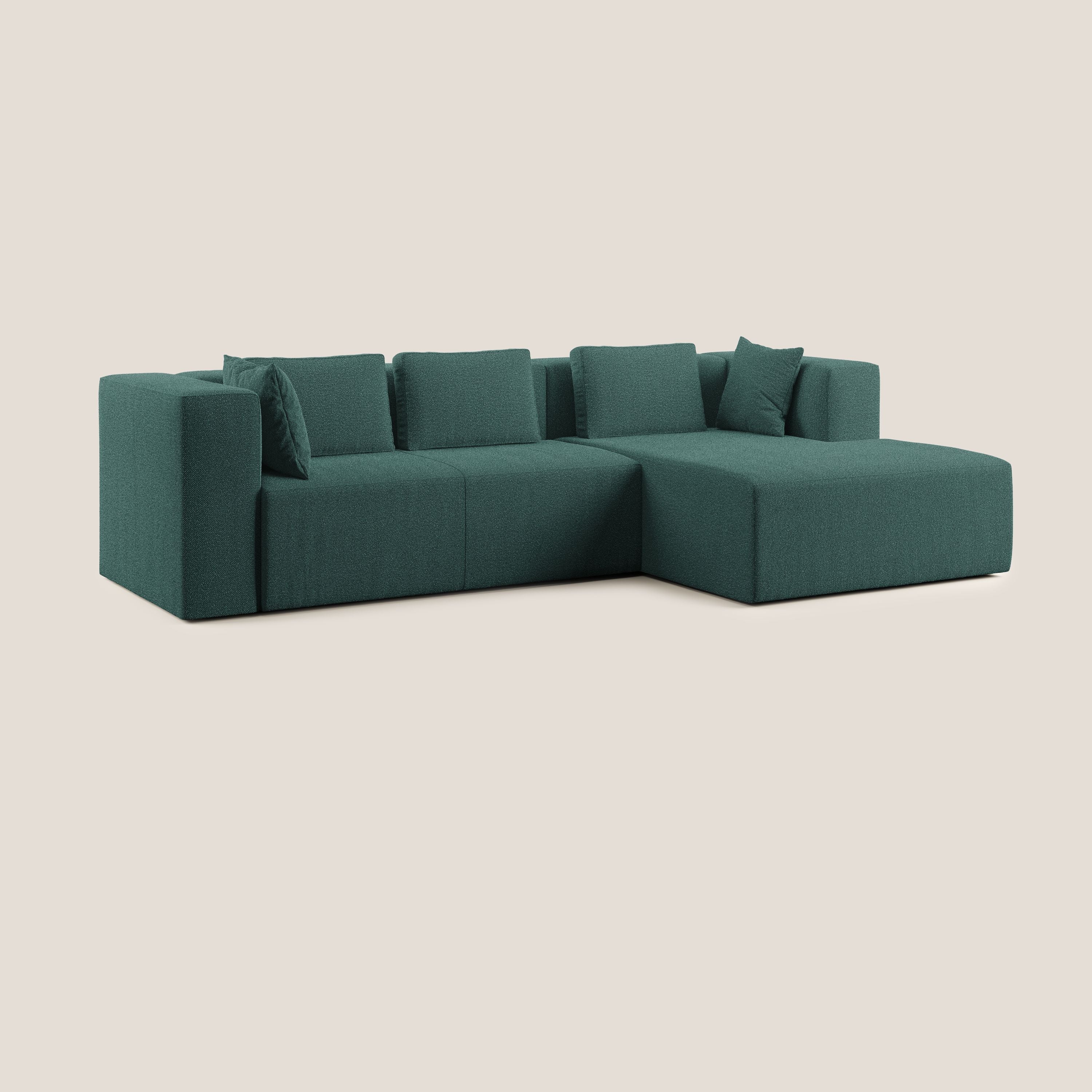 Nettuno canapé d'angle modulable en bouclette douce T07 vert - Image 4