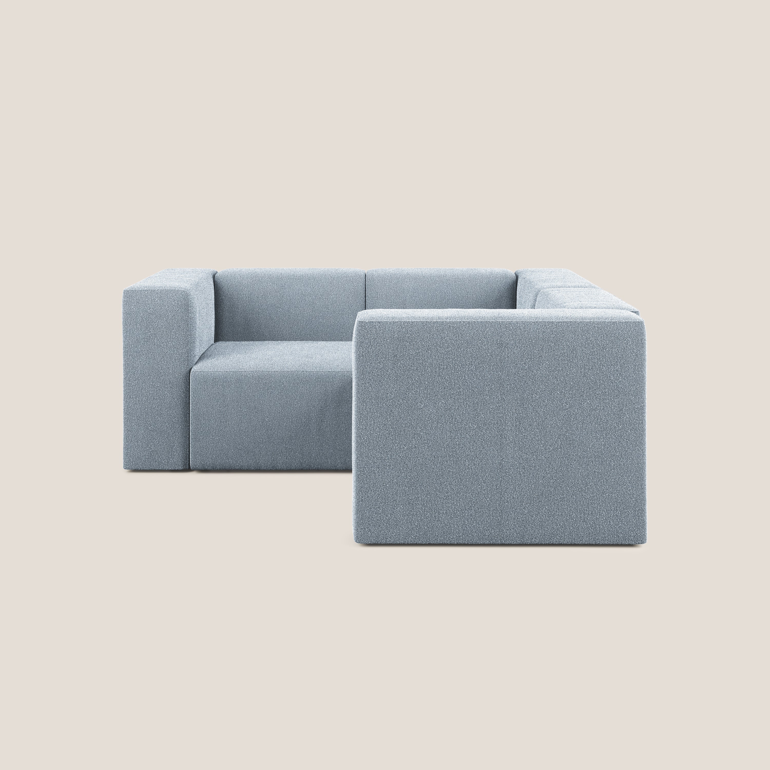 Nettuno canapé d'angle réversible et modulaire en tissu bouclé doux T07 bleu ciel - Image 3