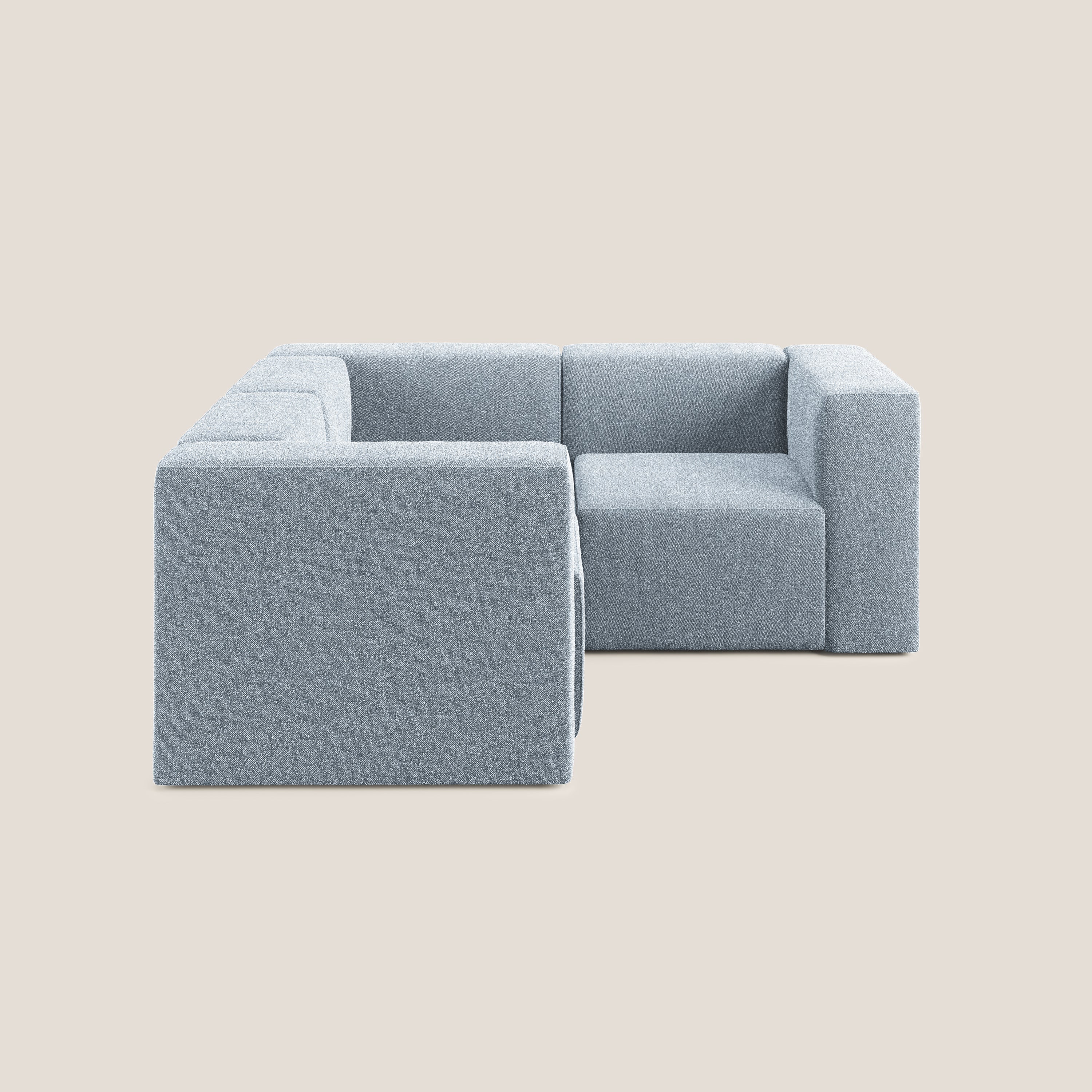 Nettuno canapé d'angle réversible et modulaire en tissu bouclé doux T07 bleu ciel - Image 4