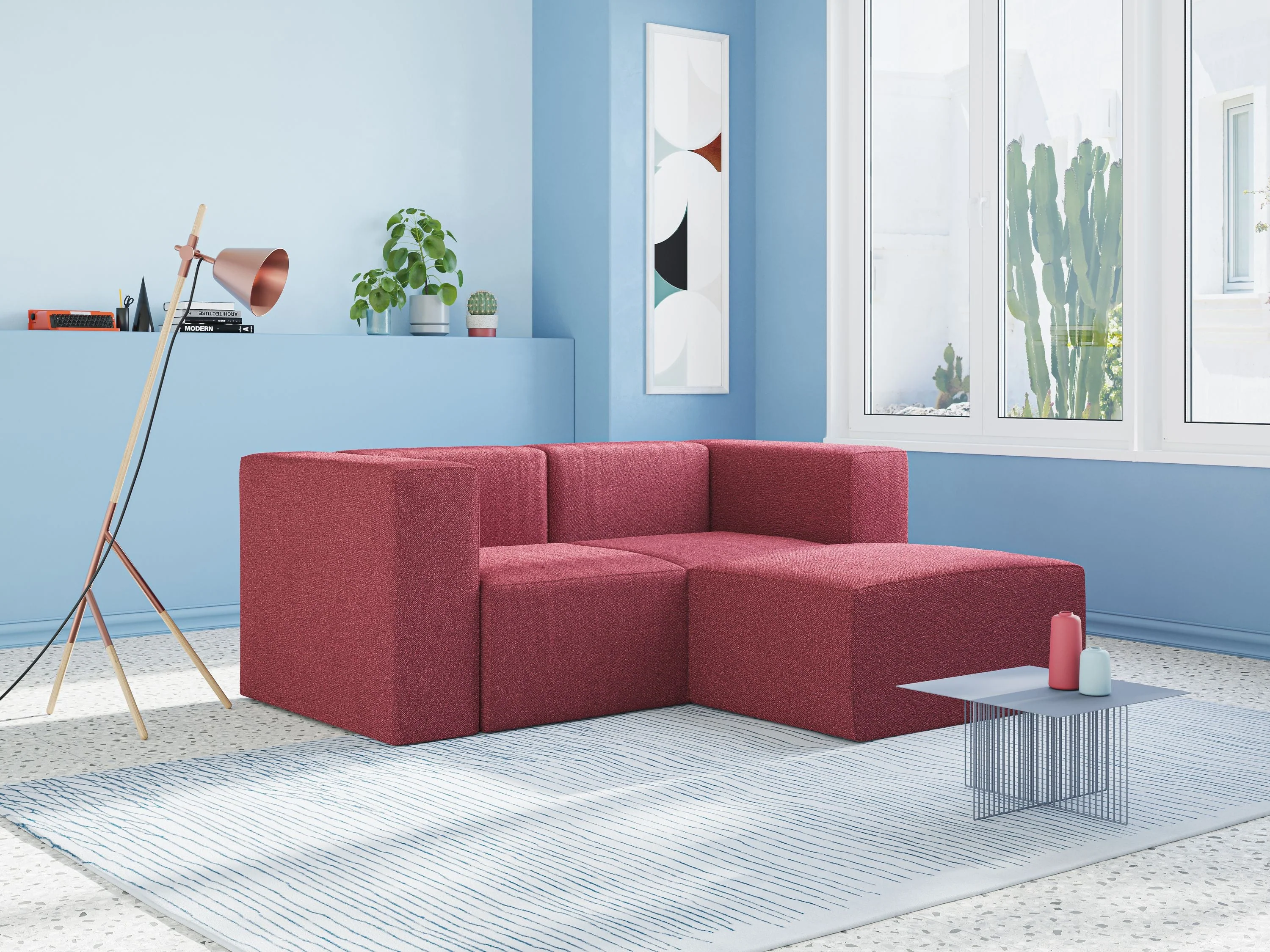 Nettuno canapé d'angle reversible modulable en bouclette douce T07 sucre glace - Image 7