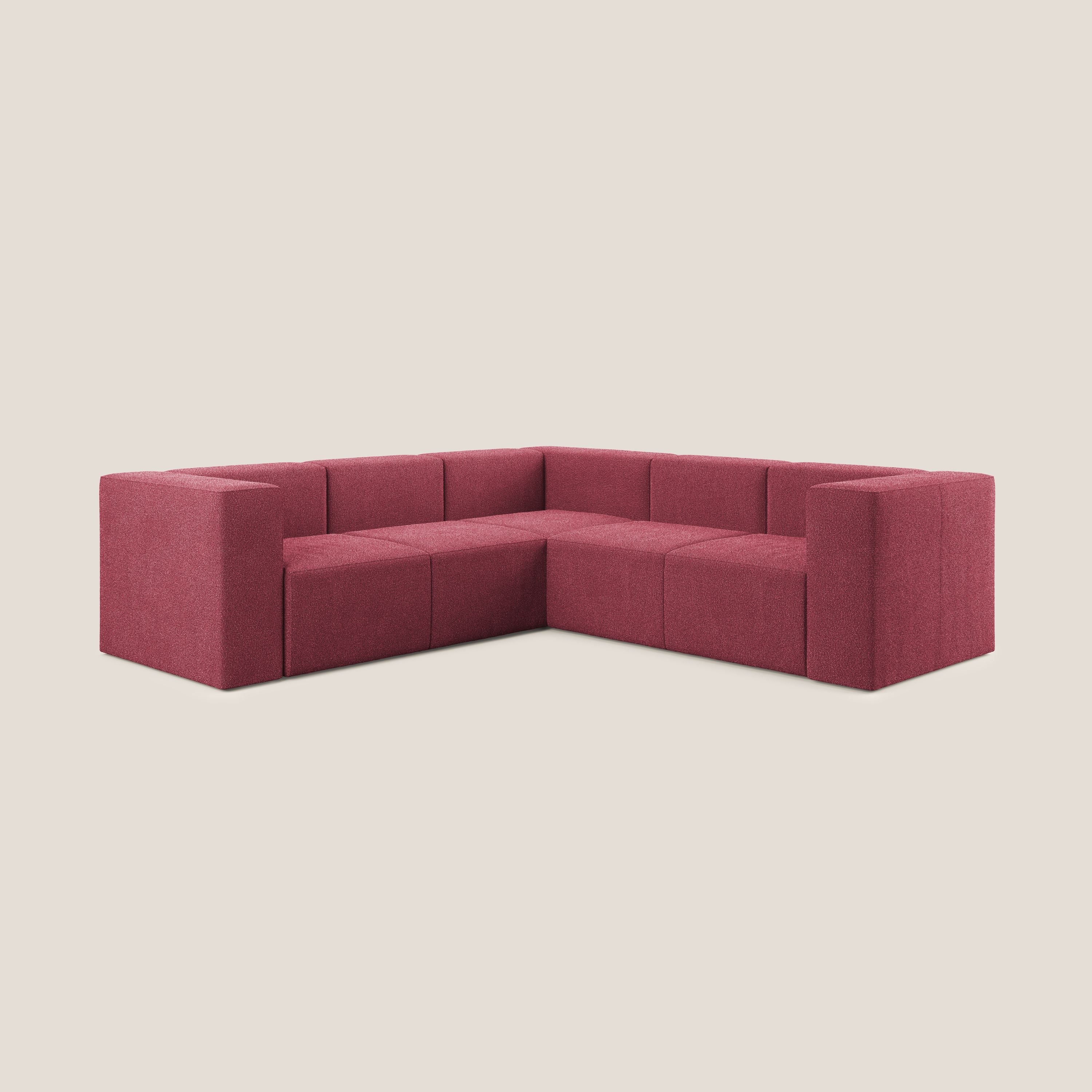 Nettuno canapé d'angle reversible modulable en bouclette douce T07 rouge - Image 2