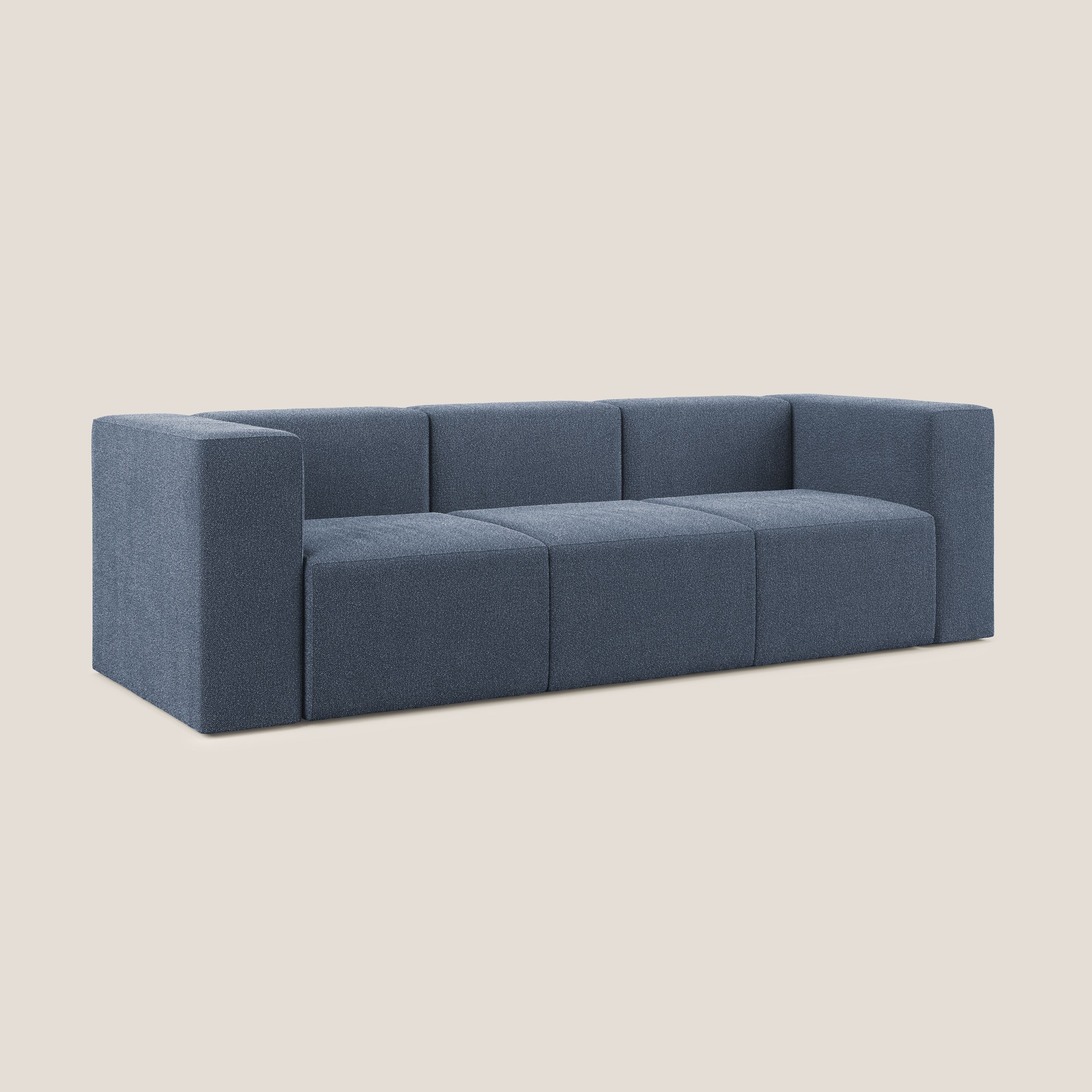 Nettuno canapé moderne modulable 3 assises en bouclette douce T07 bleu - Image 2