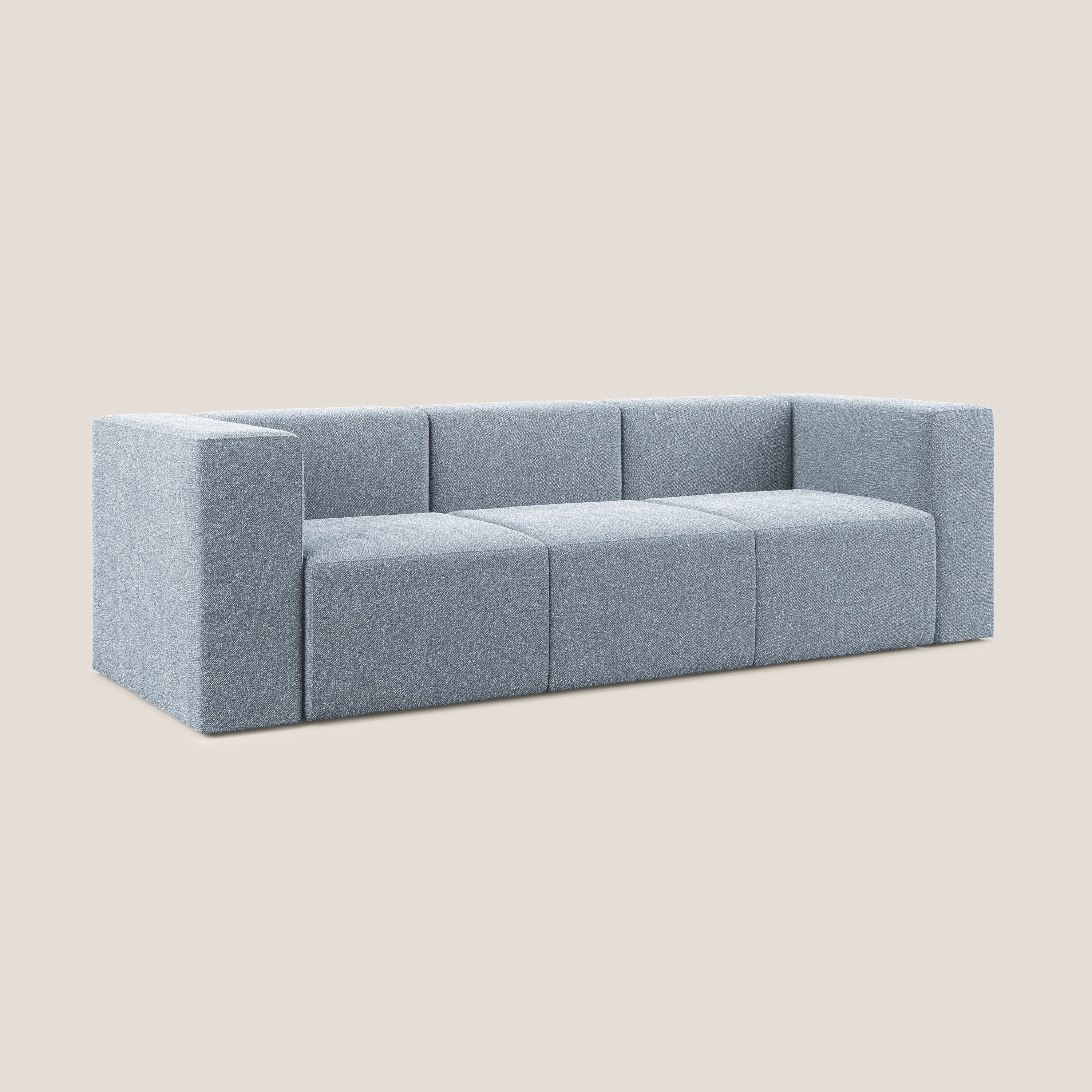 Nettuno canapé moderne modulable 3 assises en bouclette douce T07 bleu gris - Image 2