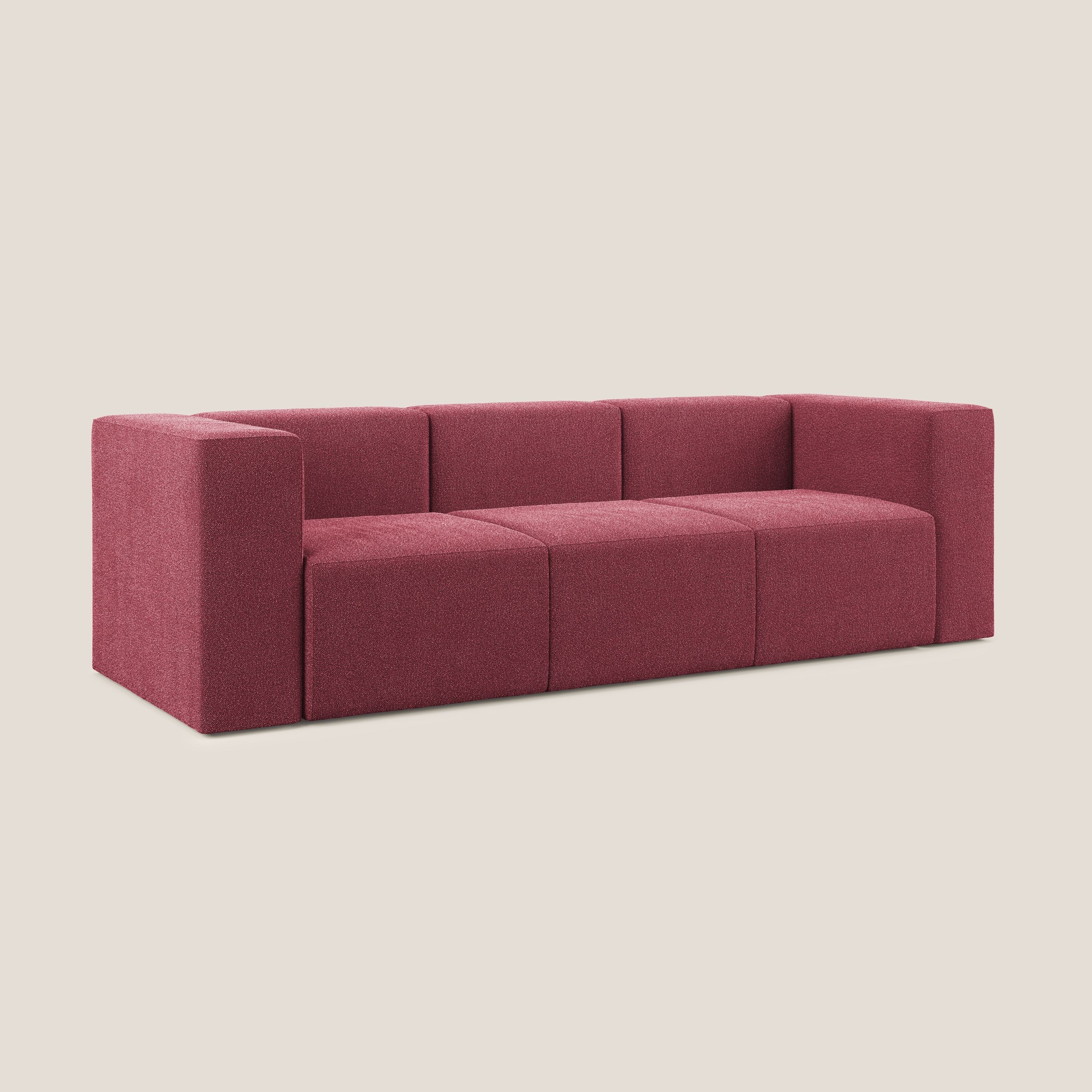 Nettuno canapé moderne modulable 3 assises en bouclette douce T07 rouge - Image 2