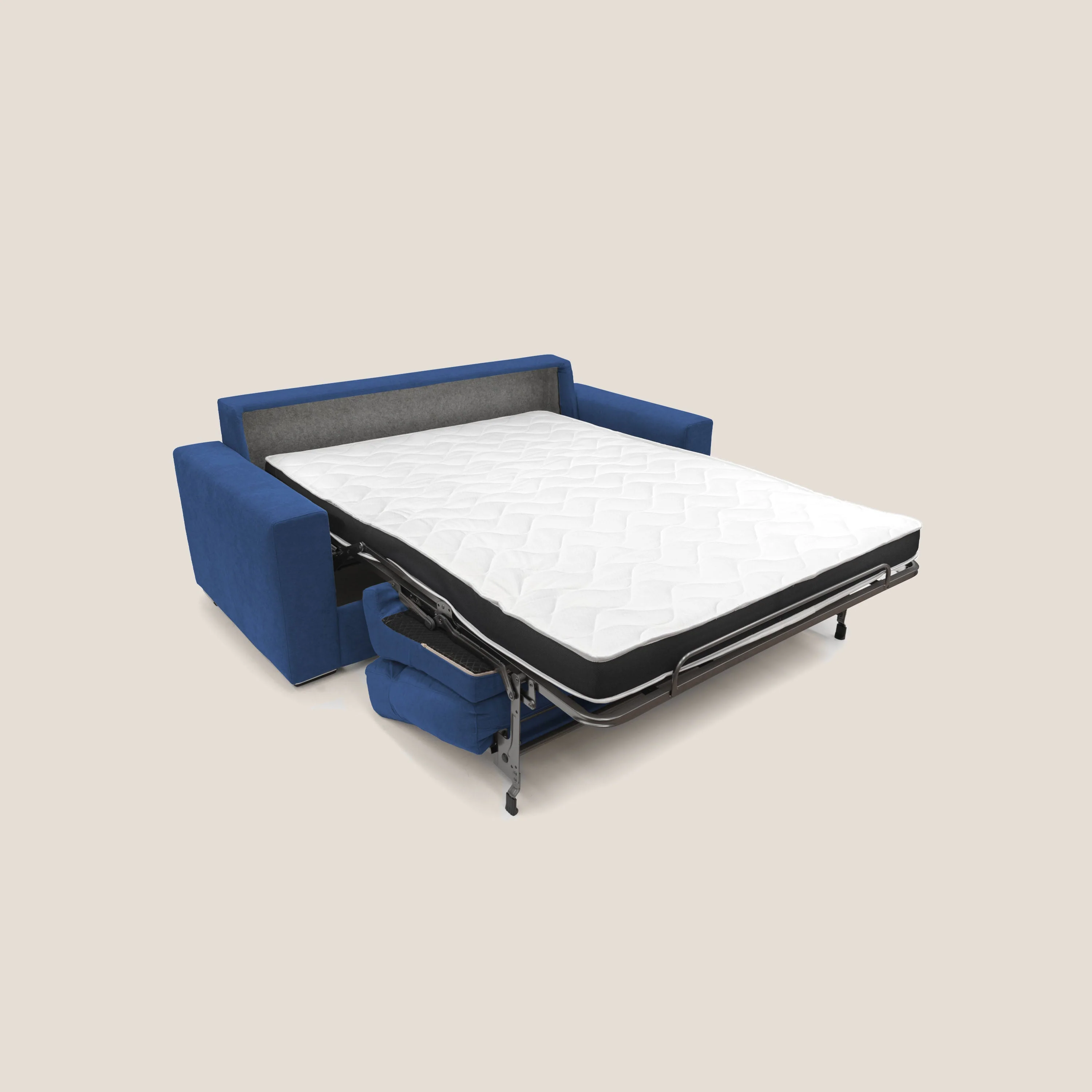 Nikita canapé lit convertible avec haut dossier moelleux en tissu doux imperméable T02 bleu - Image 2