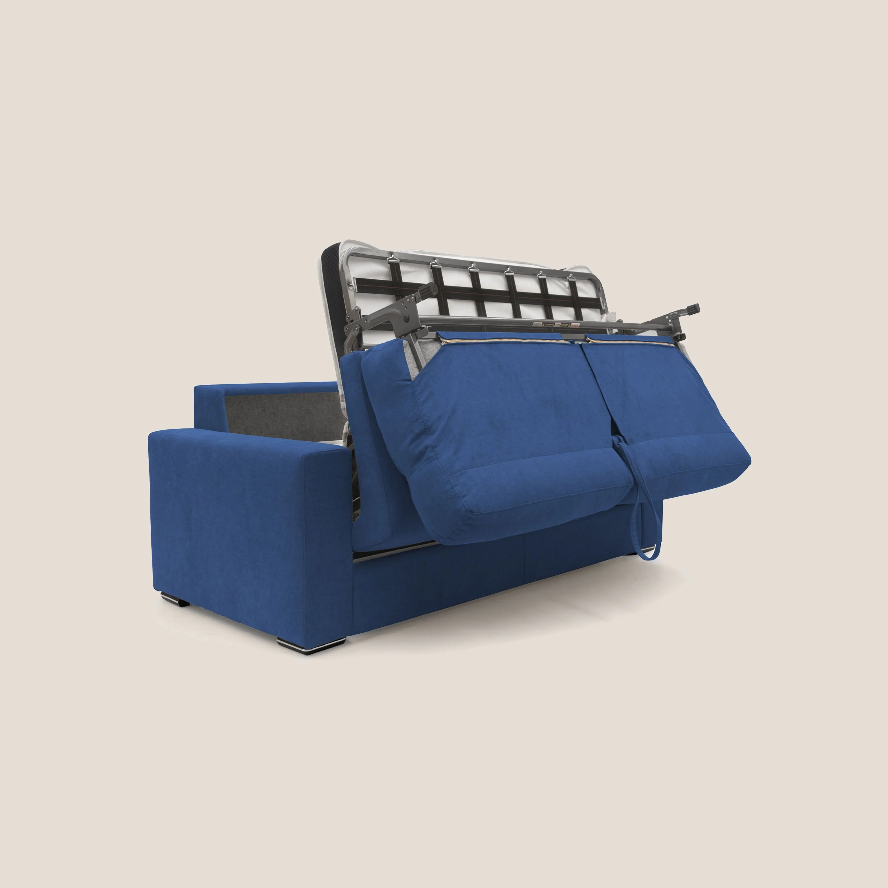 Nikita canapé lit convertible avec haut dossier moelleux en tissu doux imperméable T02 bleu - Image 6